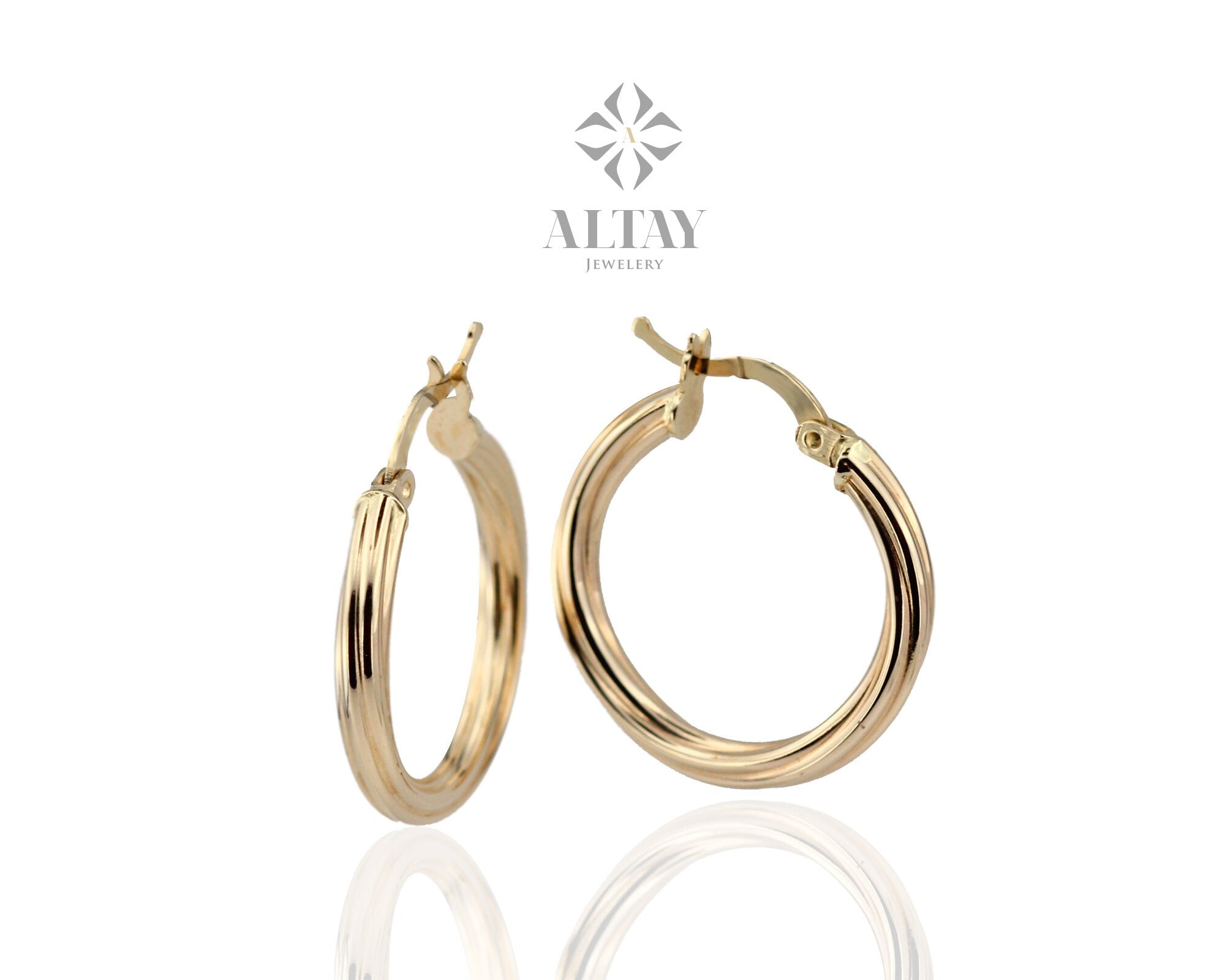 14K Solid Gold Classic Hoop Earring, Gold Hoop Earring, Gold Plain Huggies, Tiny Gold Hoop Earrings, Minimalist Earrings, Dainty Jewelry