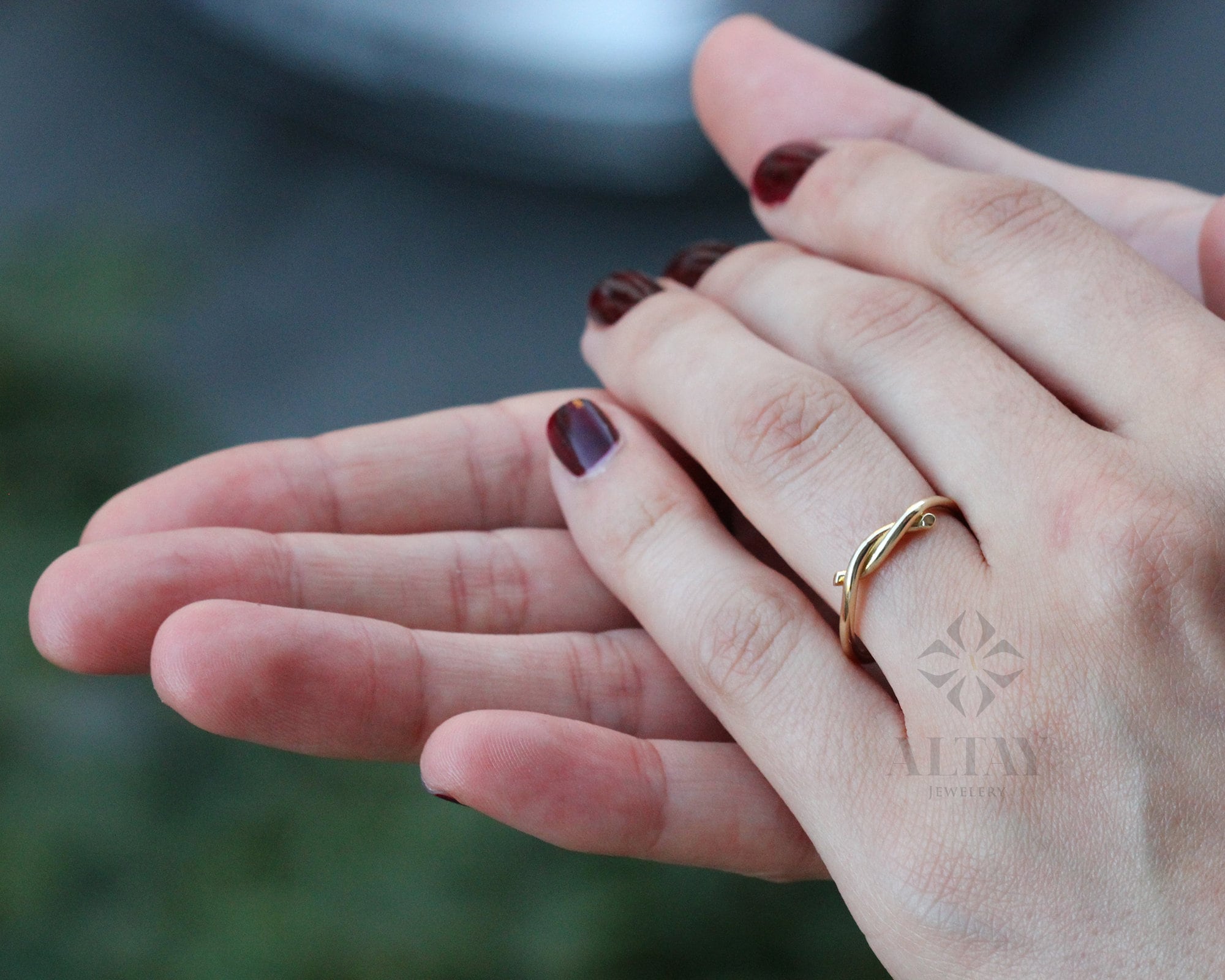 14K Solid Gold Knot Ring, Minimalist Tie Ring, Stacking Ring, Dainty Knuckle Band, Delicate Tangle, Fashion Jewelry Ring, Gift for Her