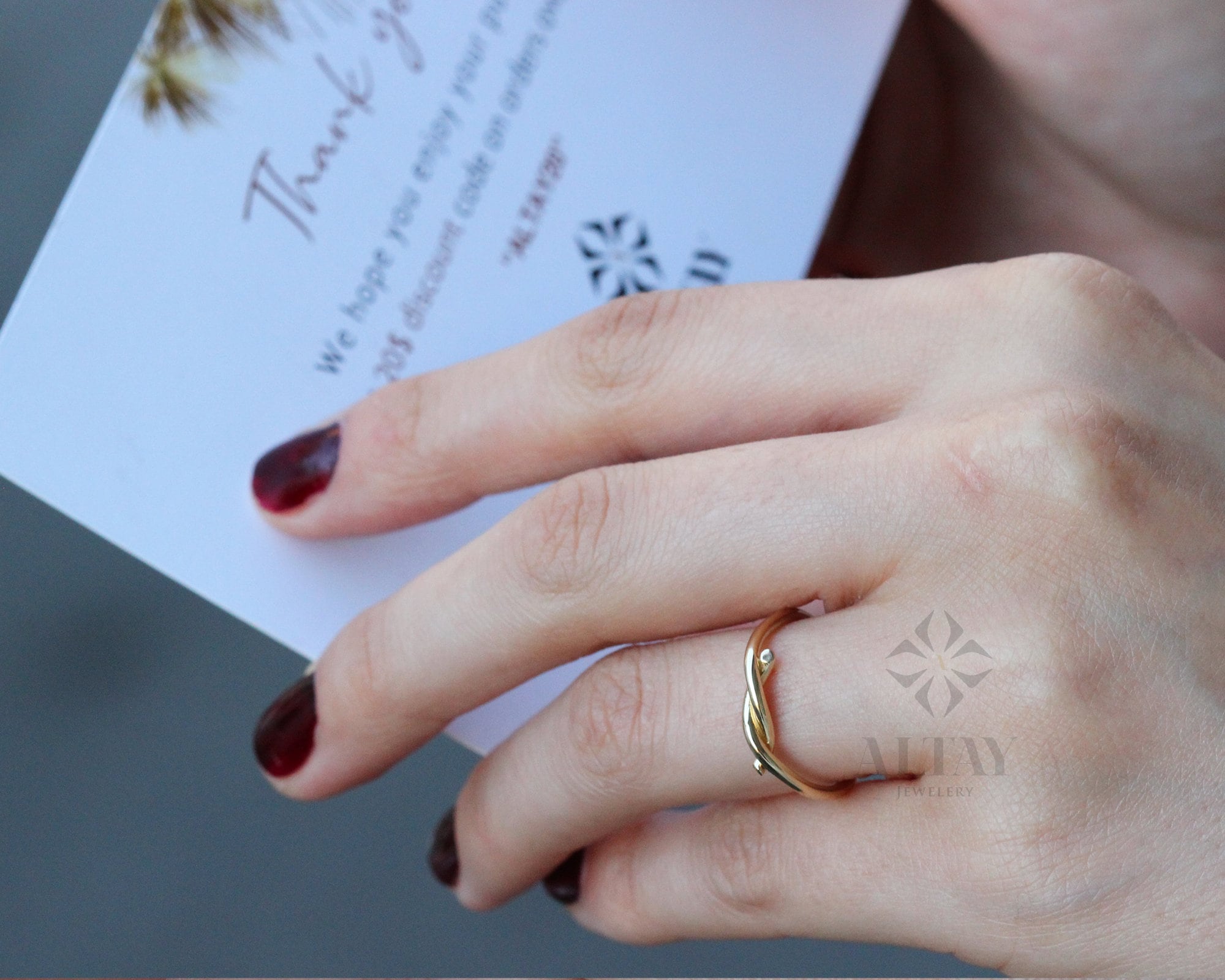 14K Solid Gold Knot Ring, Minimalist Tie Ring, Stacking Ring, Dainty Knuckle Band, Delicate Tangle, Fashion Jewelry Ring, Gift for Her