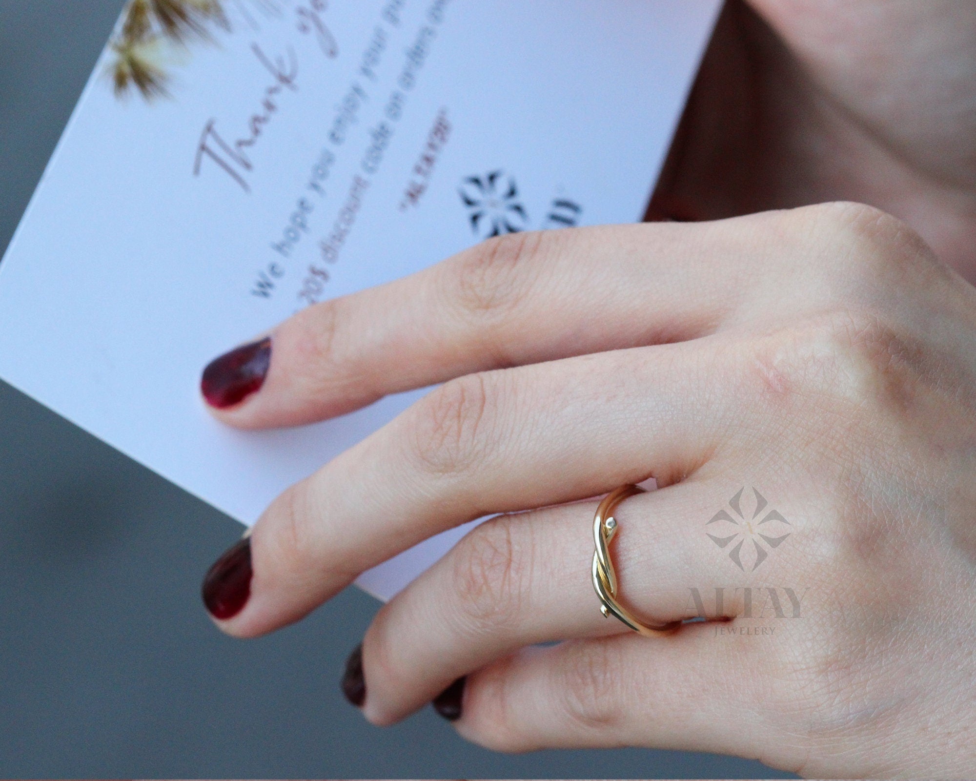 14K Solid Gold Knot Ring, Minimalist Tie Ring, Stacking Ring, Dainty Knuckle Band, Delicate Tangle, Fashion Jewelry Ring, Gift for Her