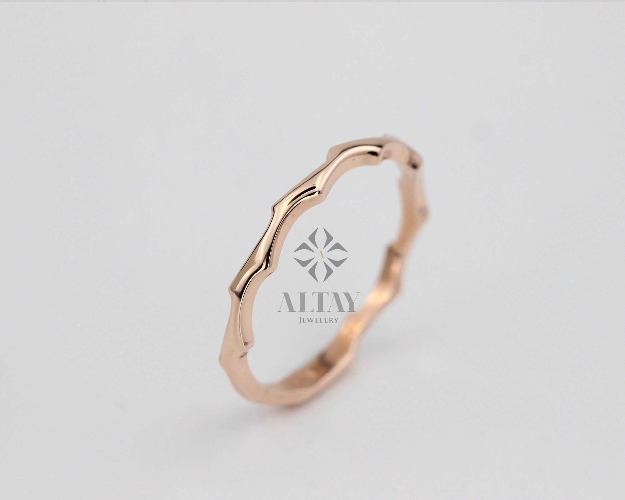 14K Solid Gold Wave Ring, Gold Twig Band, Minimalist Gold Knuckle Ring, Dainty Gold Ring, Gold Branch Ring, Stackable Ring, Gift For Her
