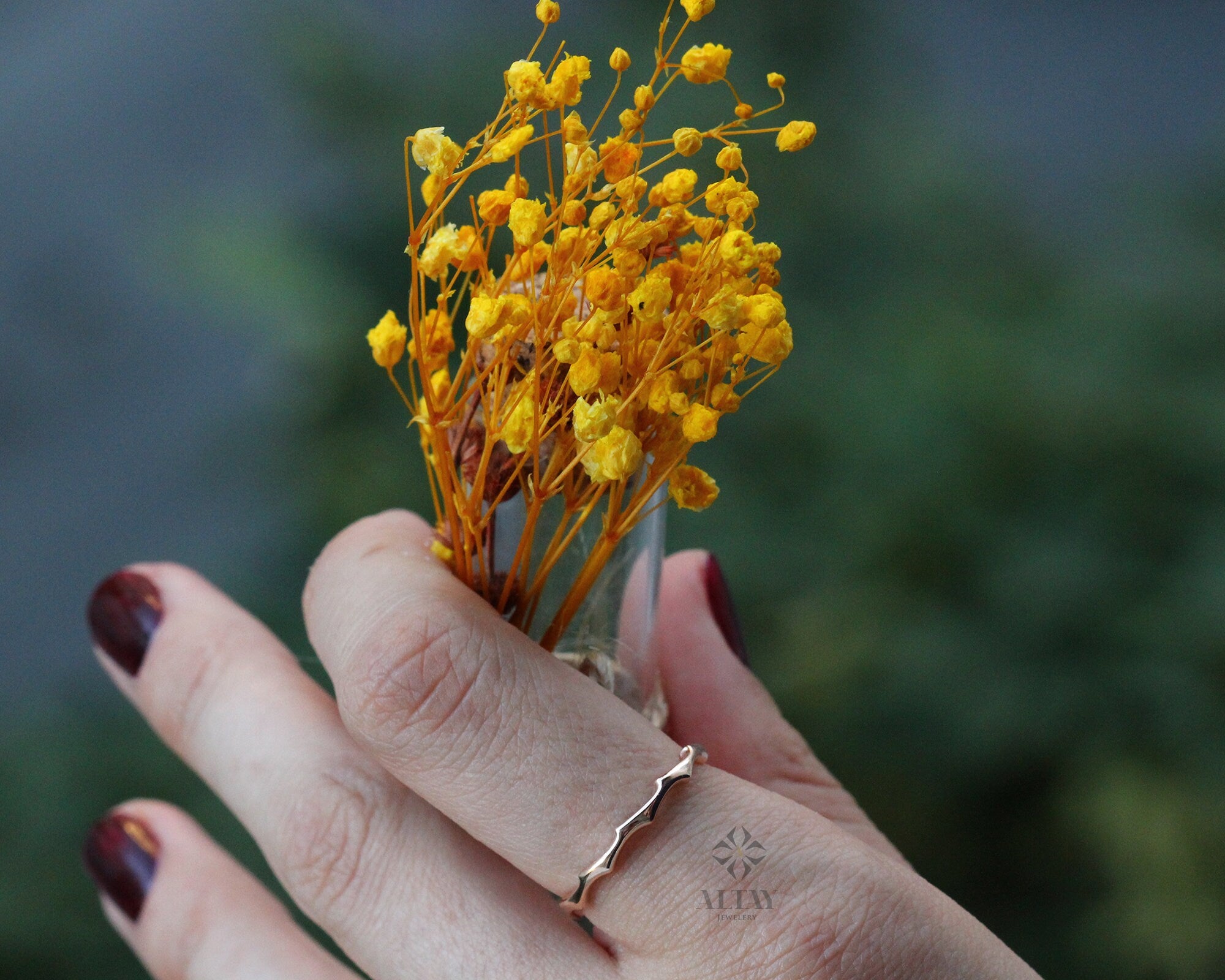 14K Solid Gold Wave Ring, Gold Twig Band, Minimalist Gold Knuckle Ring, Dainty Gold Ring, Gold Branch Ring, Stackable Ring, Gift For Her