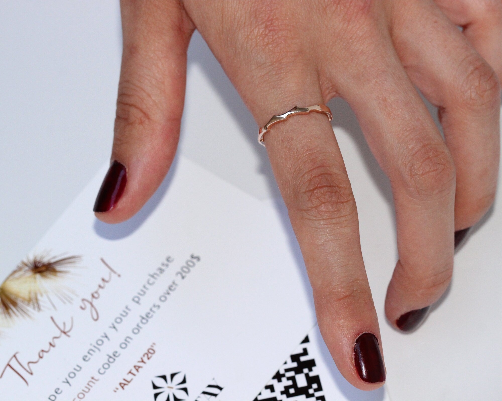 14K Solid Gold Wave Ring, Gold Twig Band, Minimalist Gold Knuckle Ring, Dainty Gold Ring, Gold Branch Ring, Stackable Ring, Gift For Her