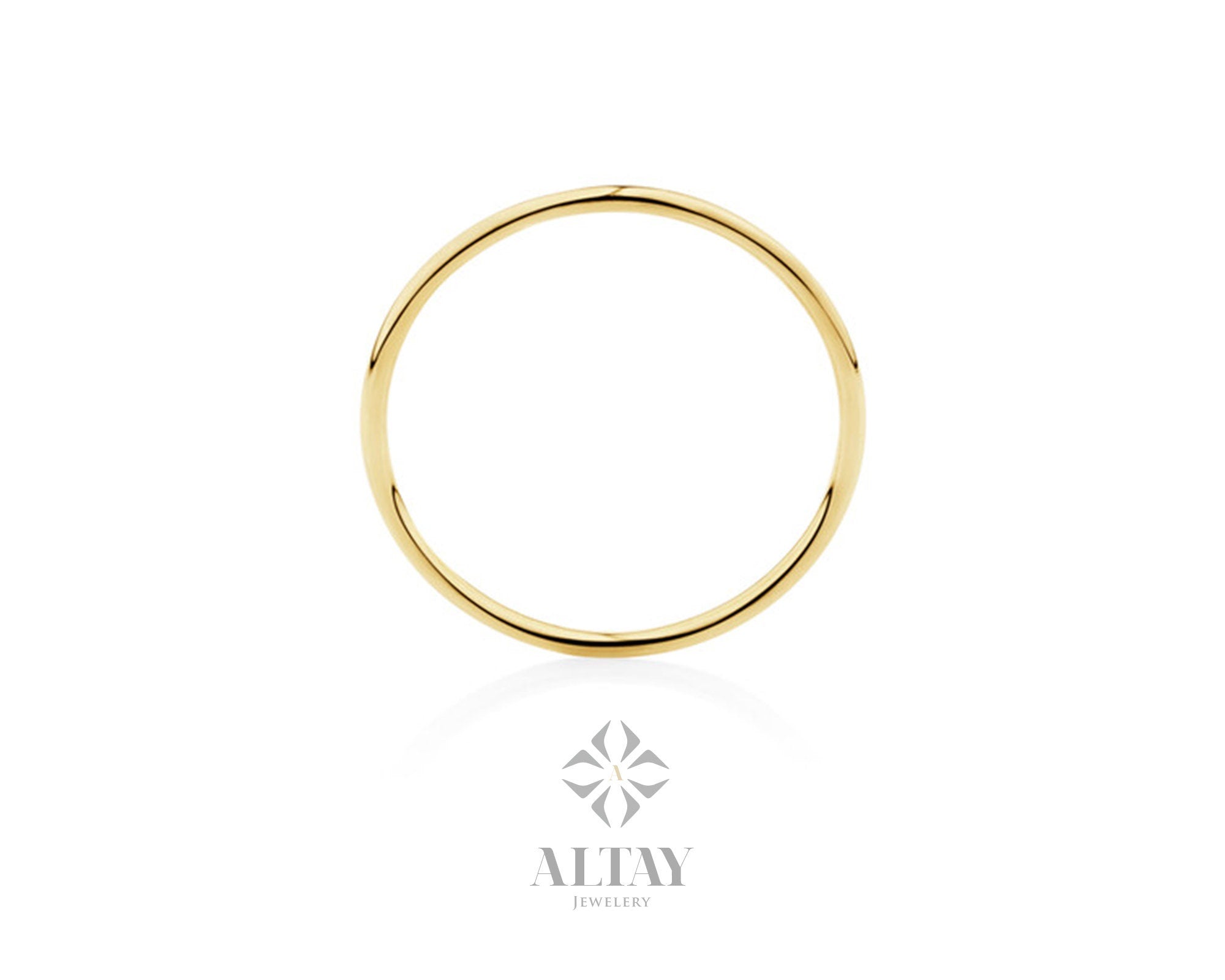 14K Gold 1mm Wedding Band, Thin Wedding Band, Simple Plain Band Ring, Gold Knuckle Band Ring, Dainty Stacking Ring, Gift For Her