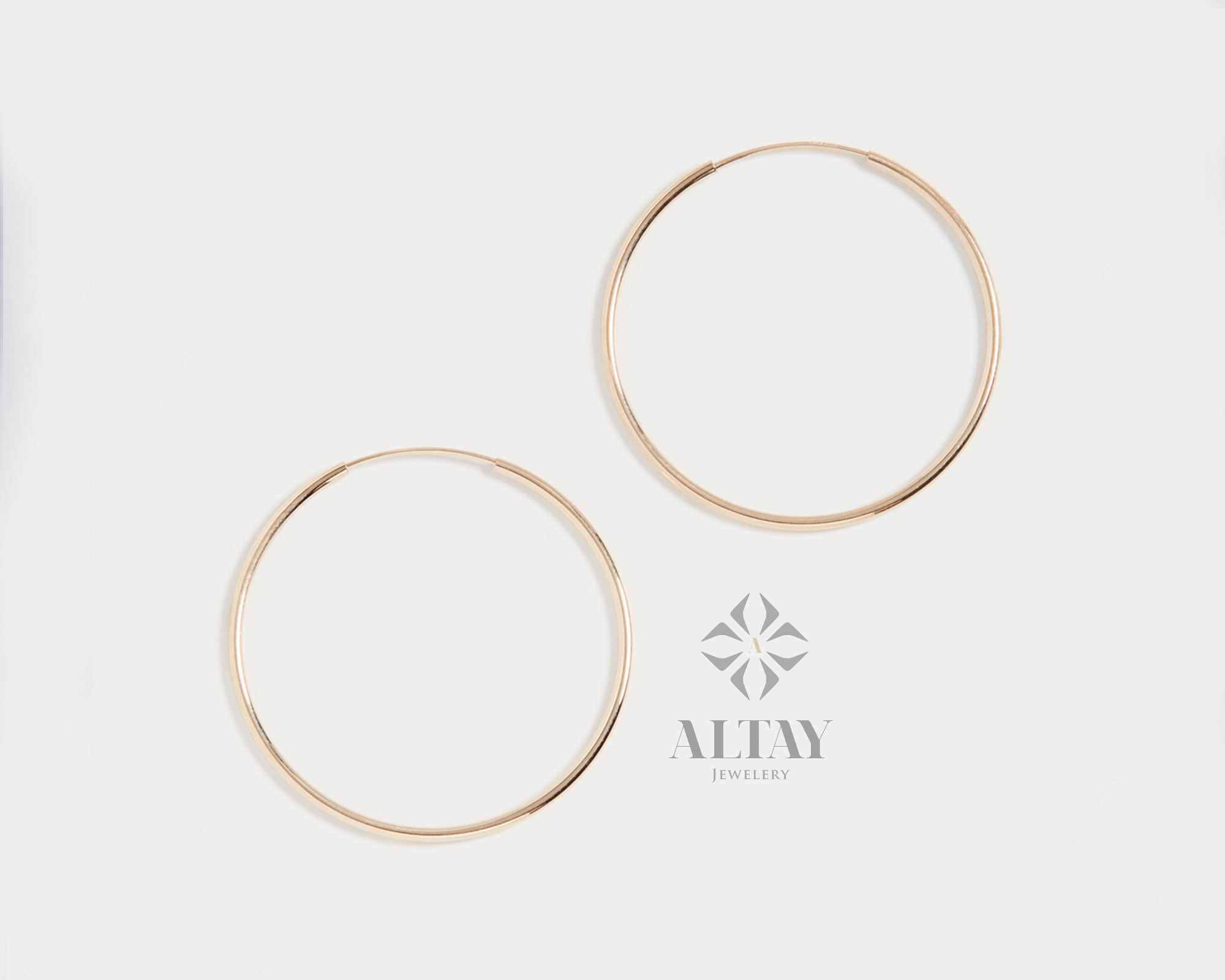 14K Solid Gold Endless Hoop Earring, Classic Thin Dainty Earring, Minimalist Earring, Gift For Her,Dailywear Gold Hoops, Wire Hook Component