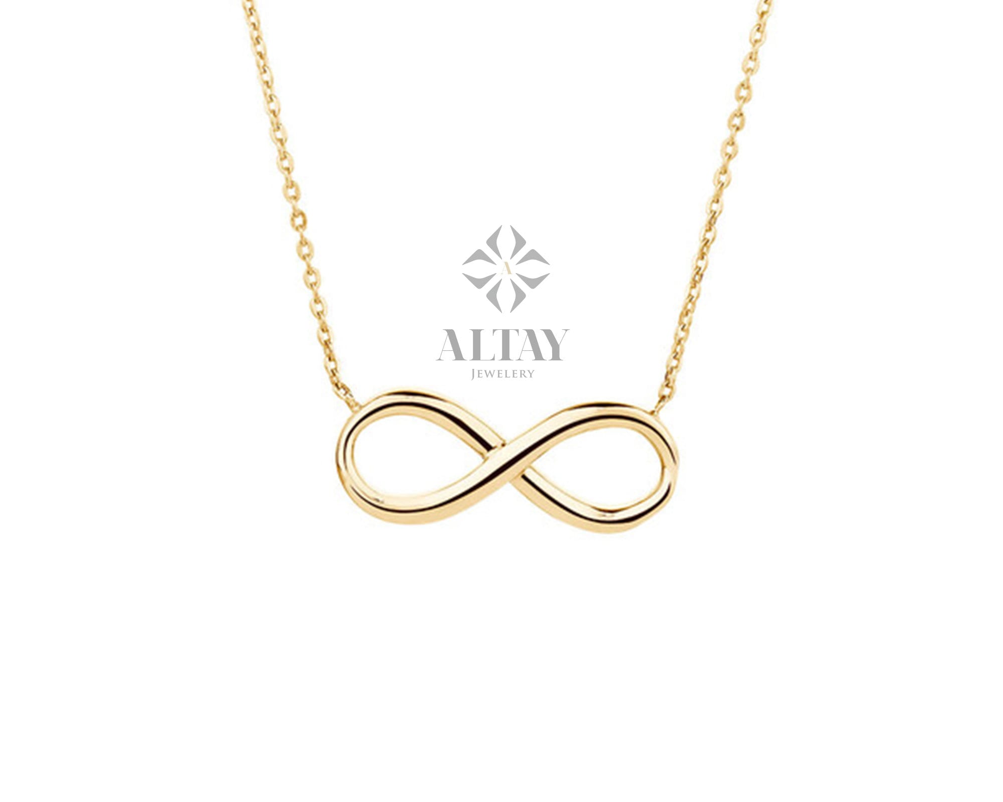 14K Solid Gold Infinity Necklace, Eternity Pendant, Minimalist Dainty Endlessness Charm, Charm Necklace, Delicate Fashion, Gift for Her