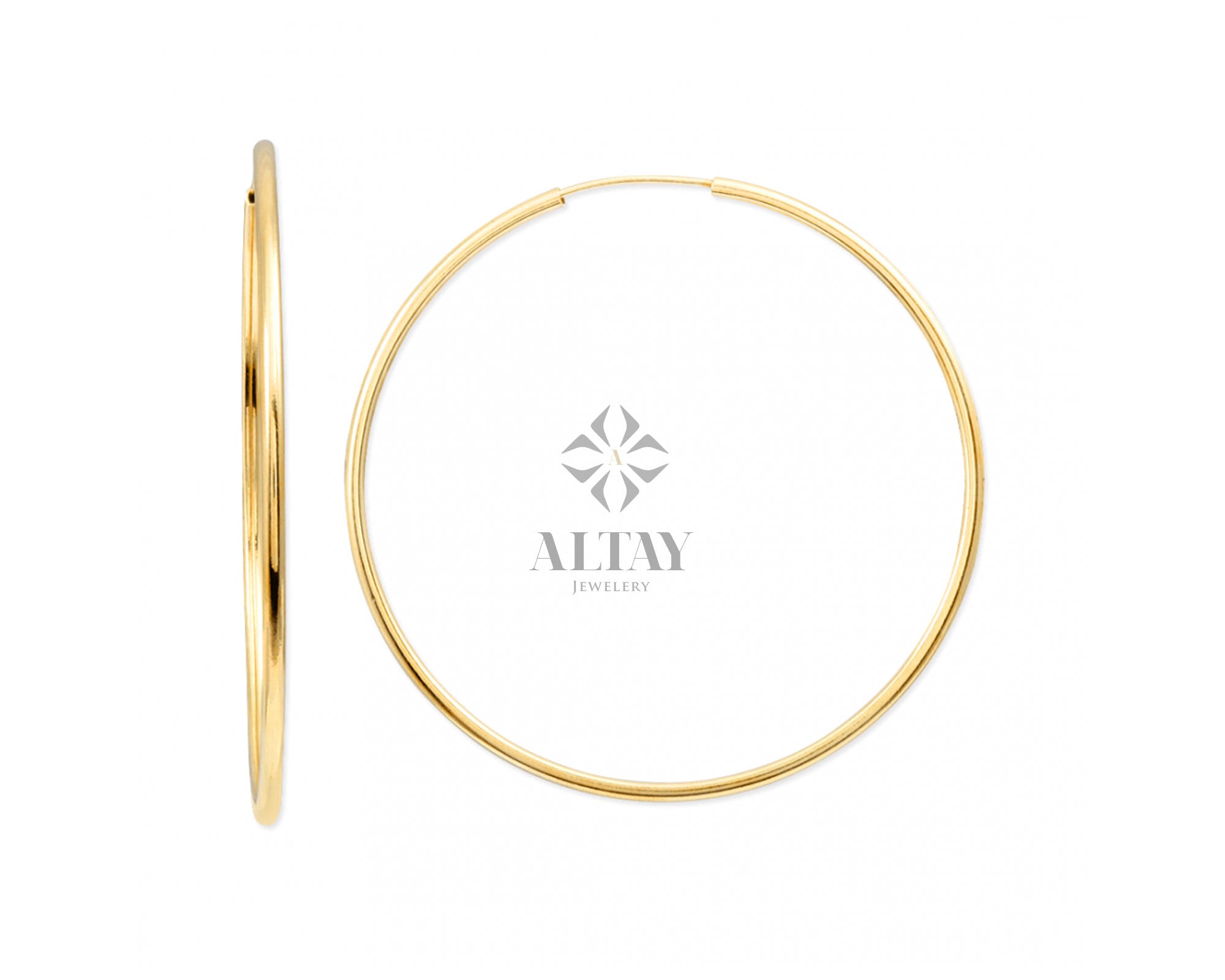 14K Solid Gold Endless Hoop Earring, Classic Thin Dainty Earring, Minimalist Earring, Gift For Her,Dailywear Gold Hoops, Wire Hook Component