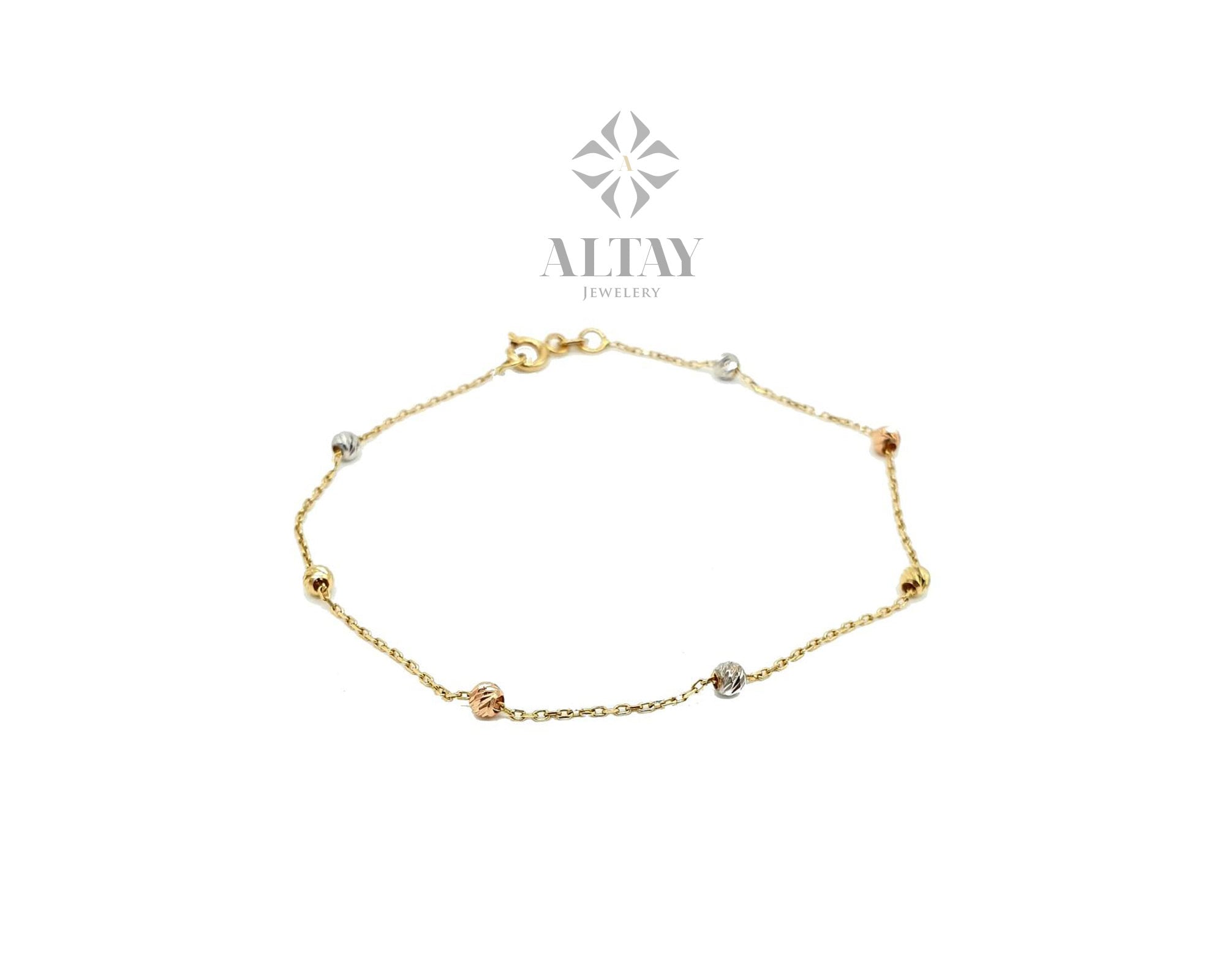 14K Gold Bead Chain Bracelet, Mini Dorica Balls Bracelet, Multiballs Chain, Dorica Ball, Minimalist Fashion Bracelet, Delicate, Gift For Her