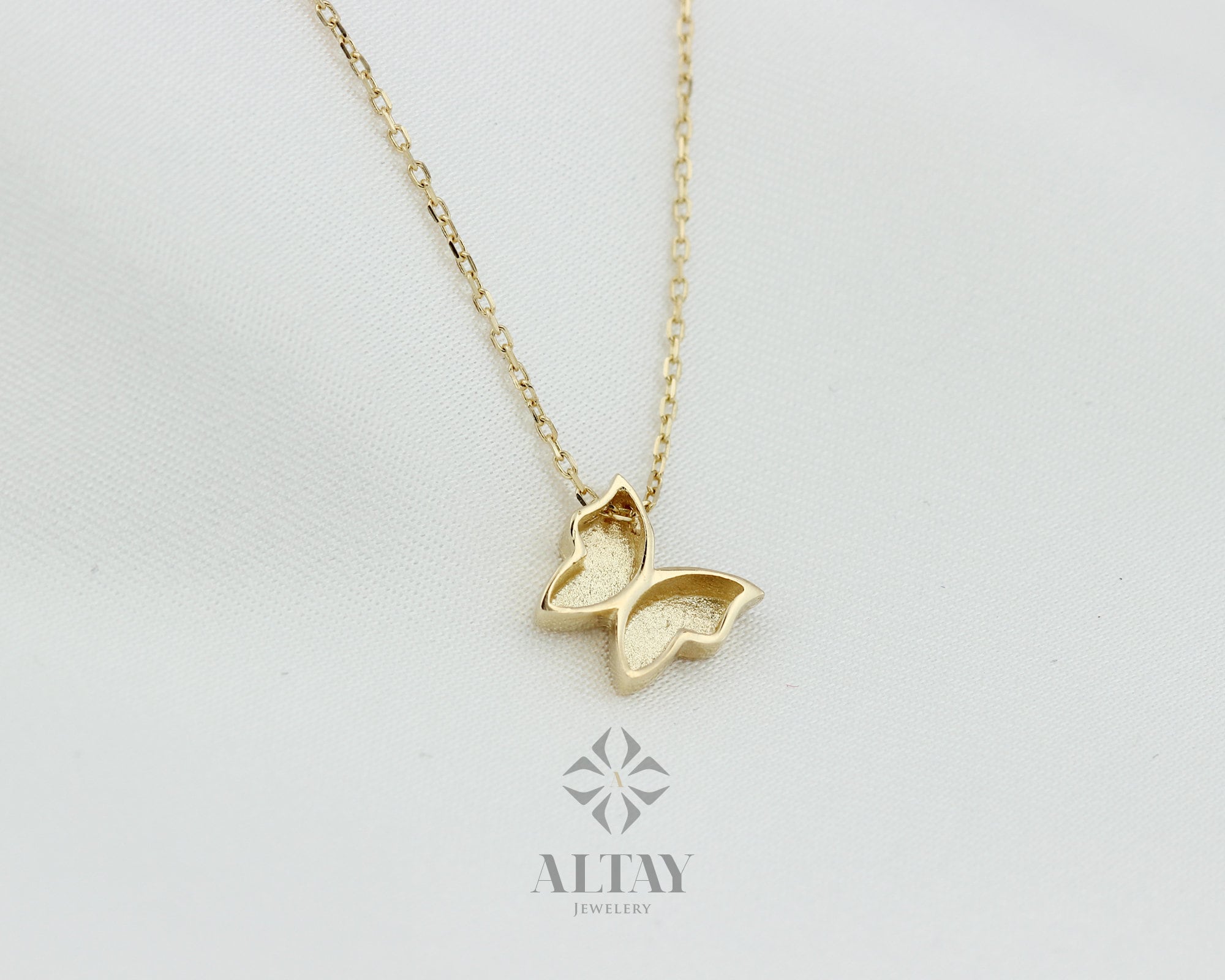 14K Gold Butterfly Necklace, Butterfly Charm Necklace, Dainty Animal Butterfly Necklace, Tiny Birthday Gift, Small Butterfly Pendant