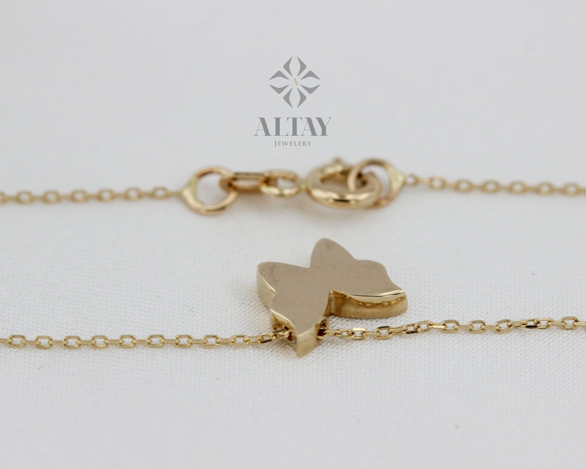 14K Gold Butterfly Necklace, Minimalist Charm Pendant, Cute Gift For Her, Animal Fine Jewelry, Small Butterfly Pendant, Dailywear Gift