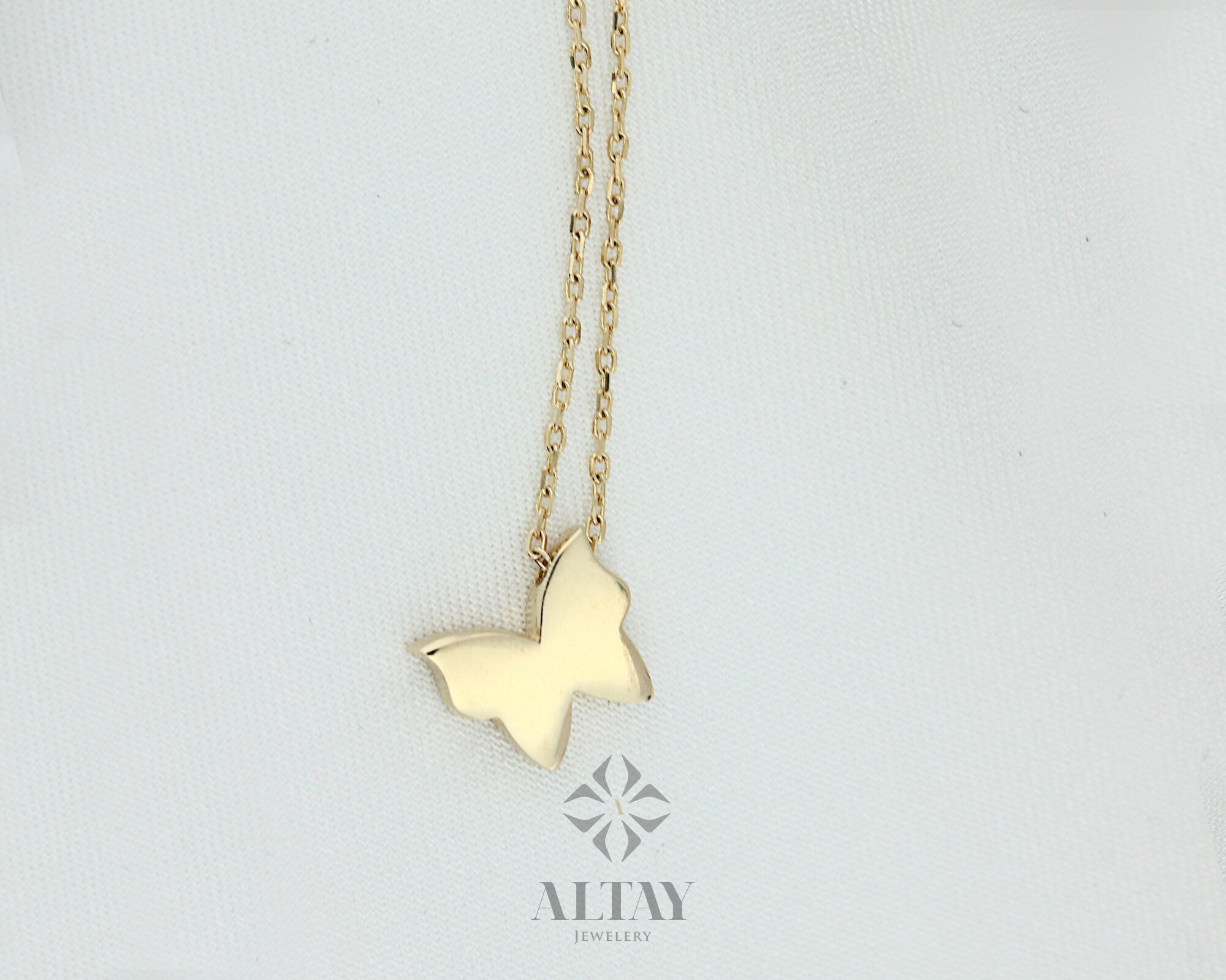 14K Gold Butterfly Necklace, Minimalist Charm Pendant, Cute Gift For Her, Animal Fine Jewelry, Small Butterfly Pendant, Dailywear Gift