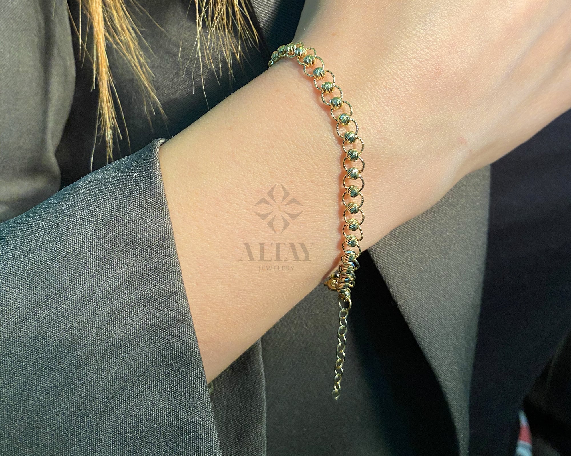 14K Dorica Balls Bracelet,Beaded Bracelet, Dainty Bracelet, Shiny Balls, Gift For Her, Everydaywear Fine Jewelry, Delicate Bracelet