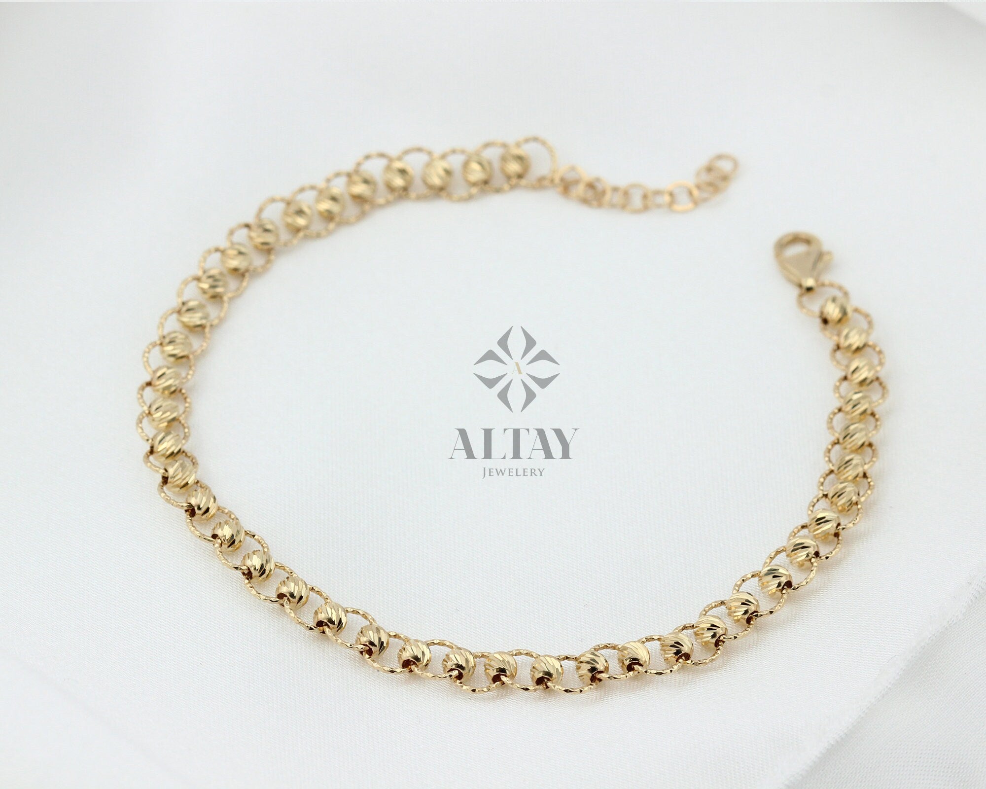 14K Dorica Balls Bracelet,Beaded Bracelet, Dainty Bracelet, Shiny Balls, Gift For Her, Everydaywear Fine Jewelry, Delicate Bracelet