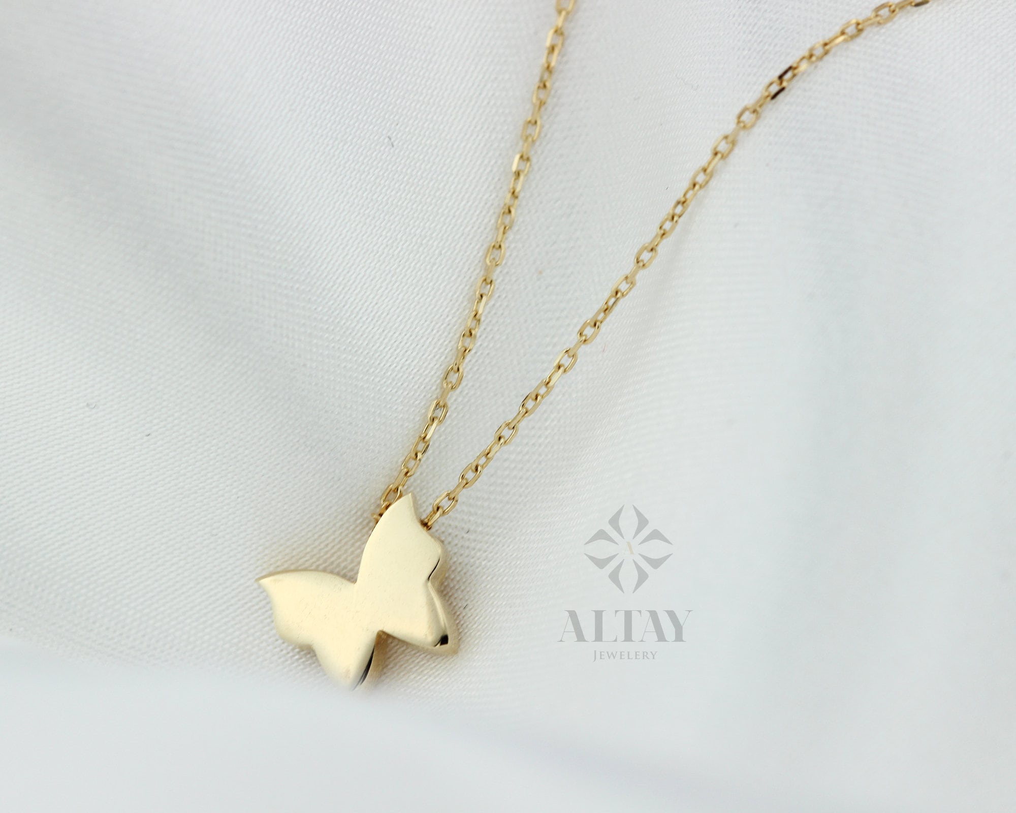 14K Gold Butterfly Necklace, Butterfly Charm Necklace, Dainty Animal Butterfly Necklace, Tiny Birthday Gift, Small Butterfly Pendant