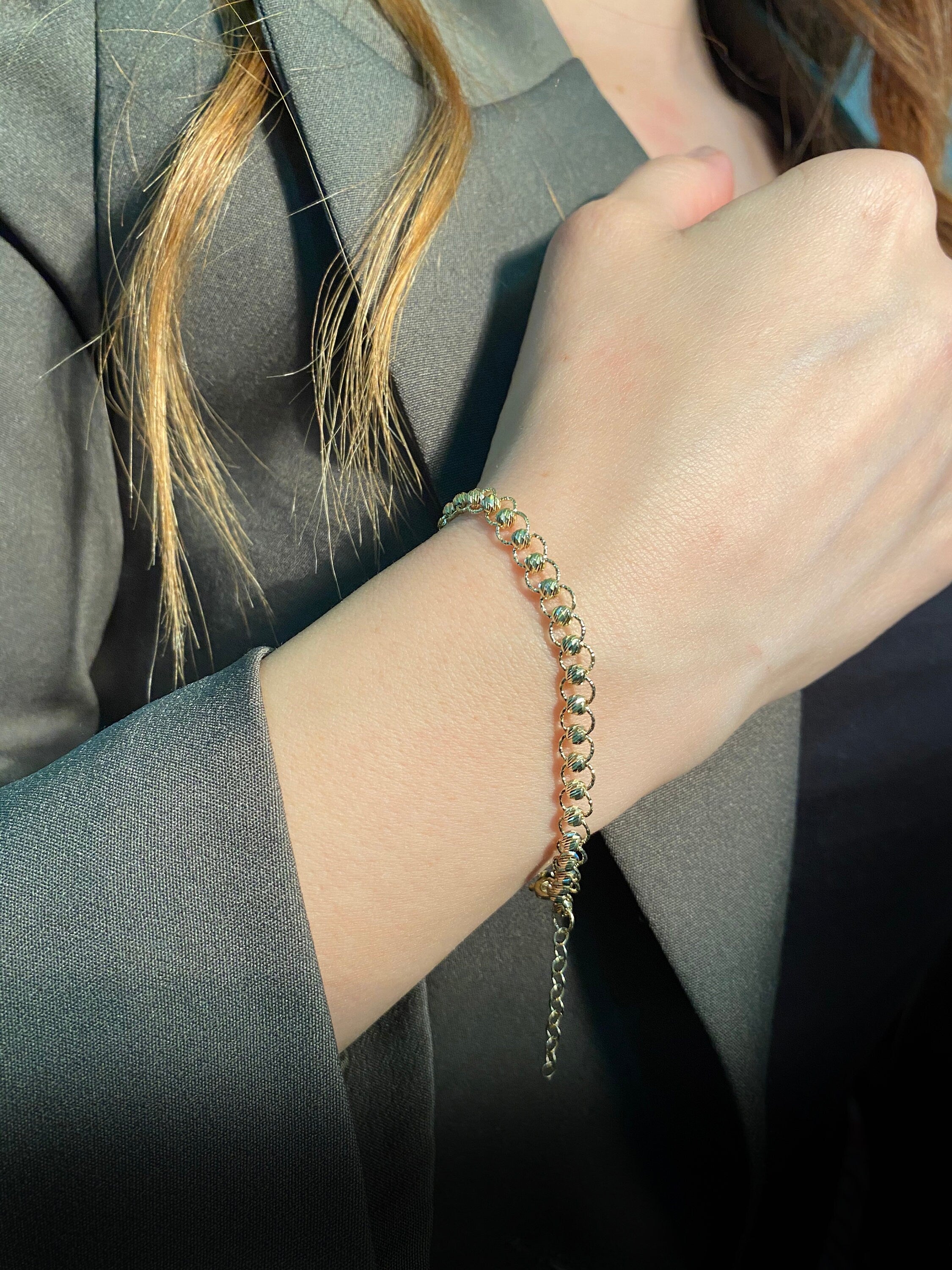 14K Dorica Balls Bracelet,Beaded Bracelet, Dainty Bracelet, Shiny Balls, Gift For Her, Everydaywear Fine Jewelry, Delicate Bracelet