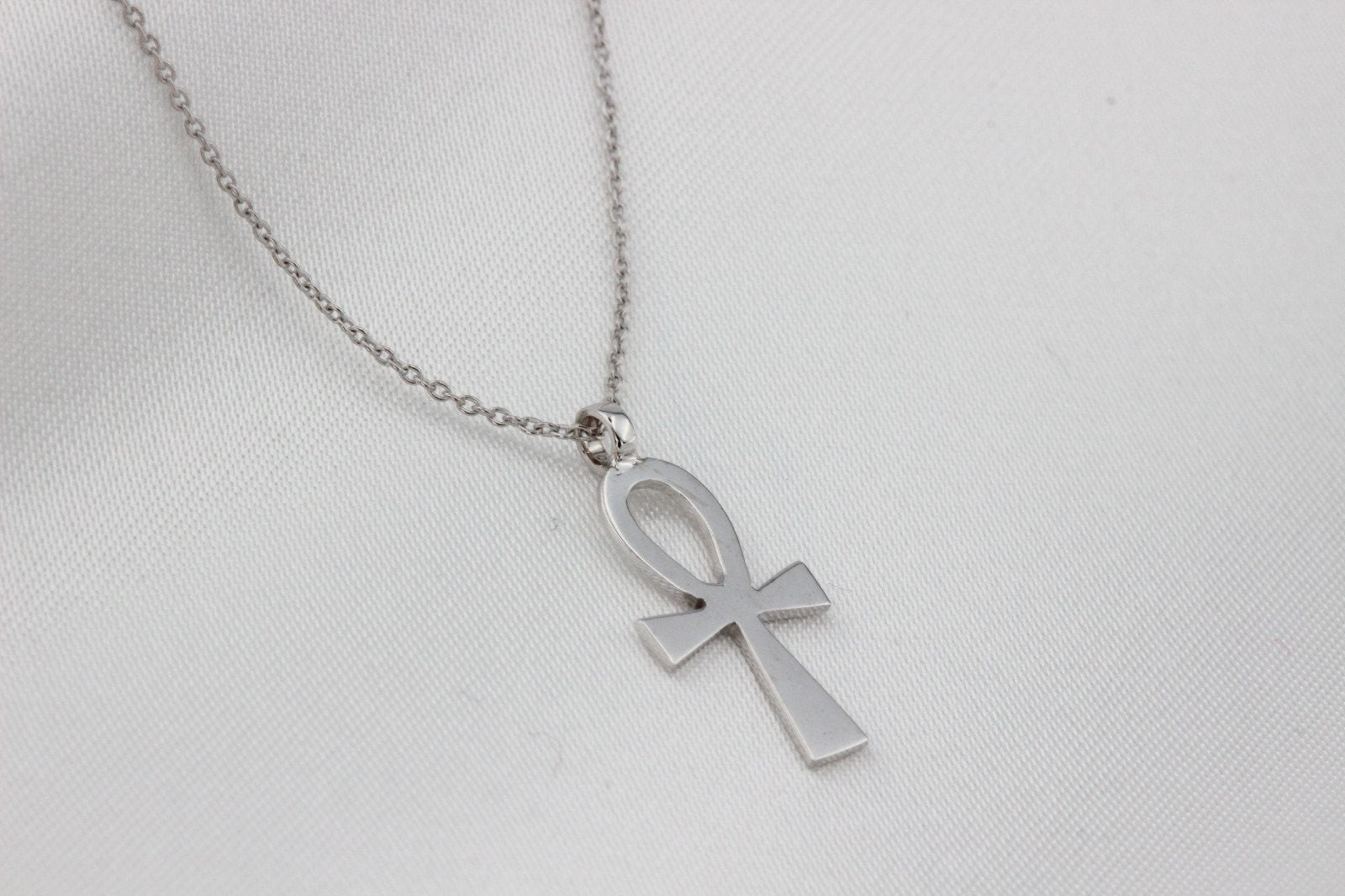 14K Gold Ankh Necklace, Symbol Of Eternity Life, Cross Religious Sign, Real Minimal Ankh Pendant, Gift For Her Him, Dainty Everyday Jewelry