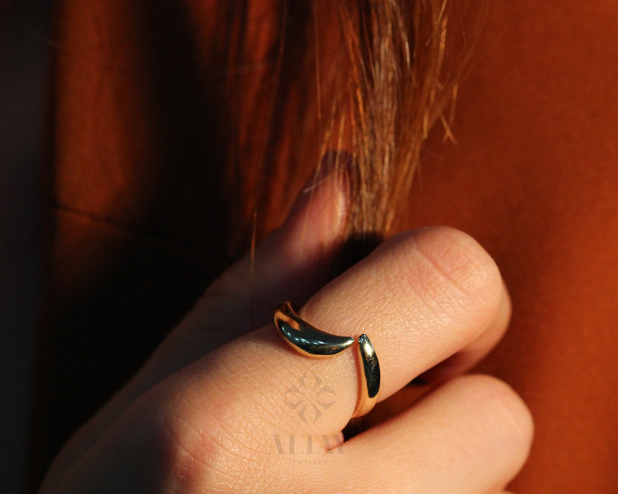 14K Bull Horn Ring, Power Symbol, Minimalist Ring, Dainty Ring, Stackable Ring, Gift For Her, Dailywear Fine Jewelry, Gift For Wife, Fashion