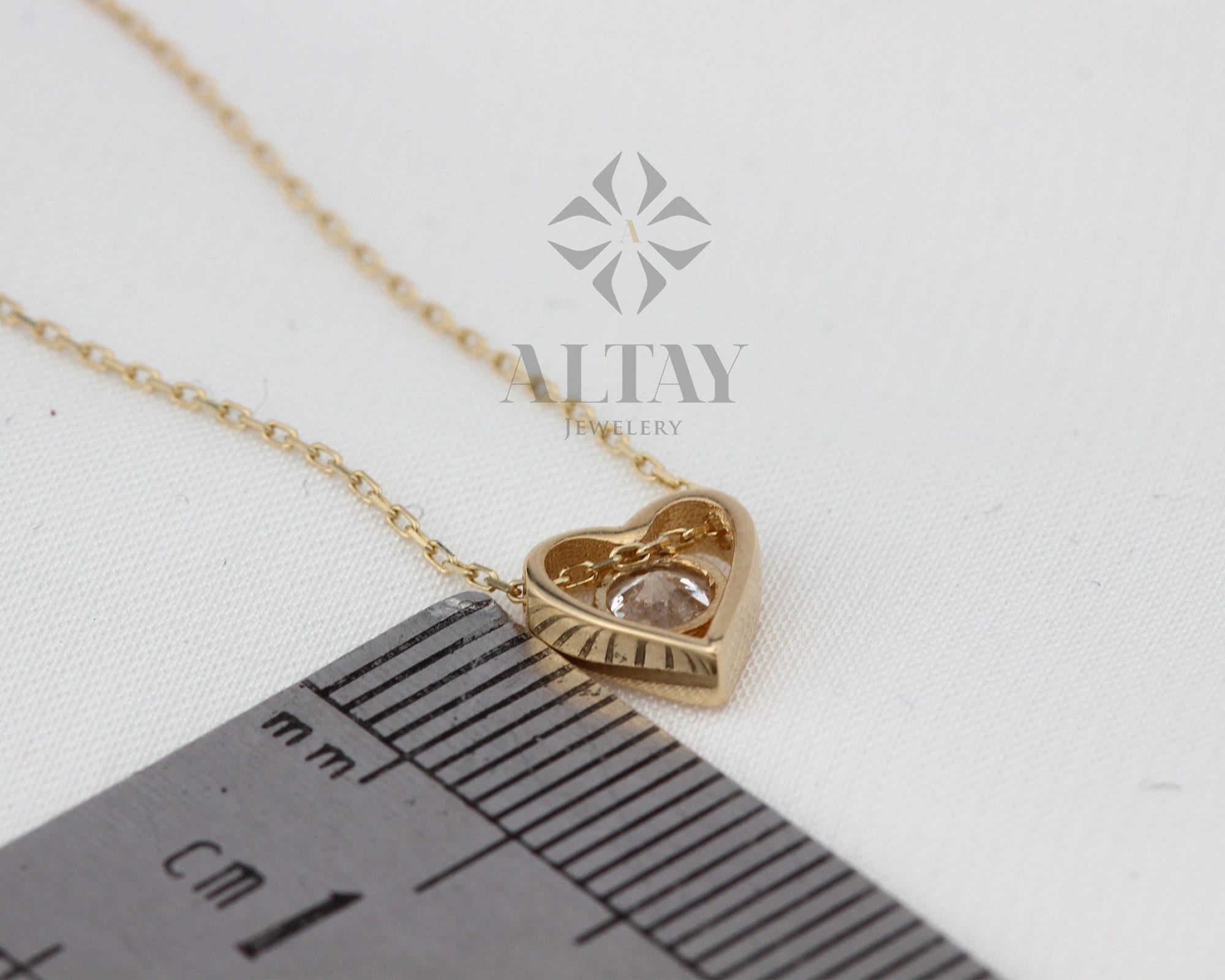 14K Gold Diamond Heart Necklace, Diamond Dainty Pendant, Small Love Charm, Meaningful Necklace, Gift for Her, Good Fortune Symbol, Delicate