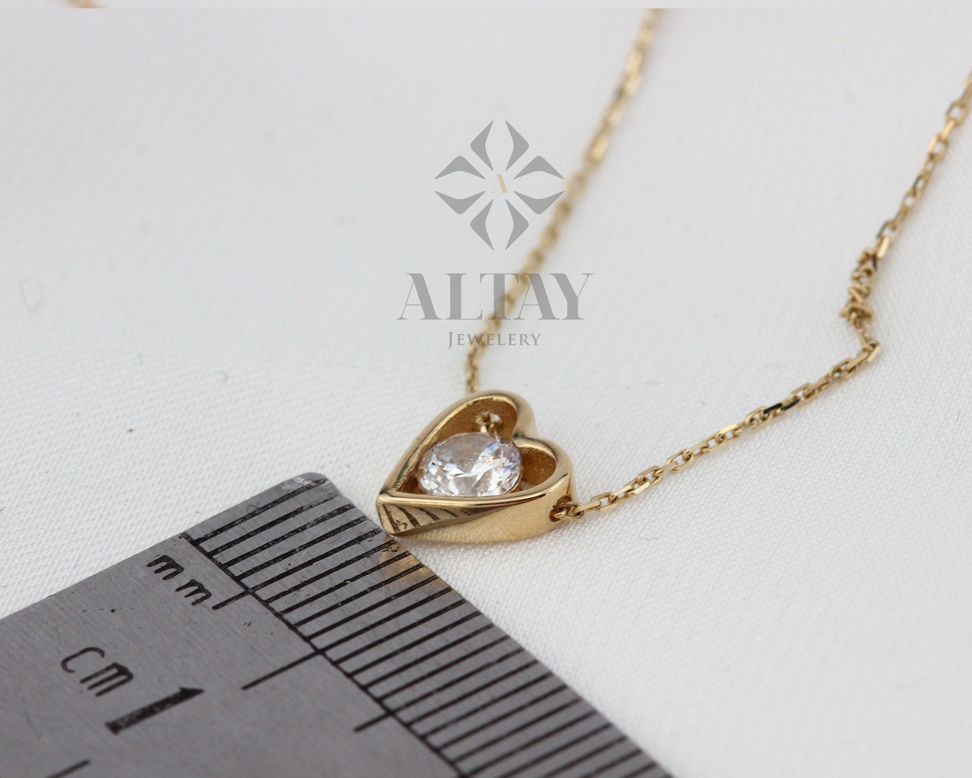 14K Gold Diamond Heart Necklace, Diamond Dainty Pendant, Small Love Charm, Meaningful Necklace, Gift for Her, Good Fortune Symbol, Delicate