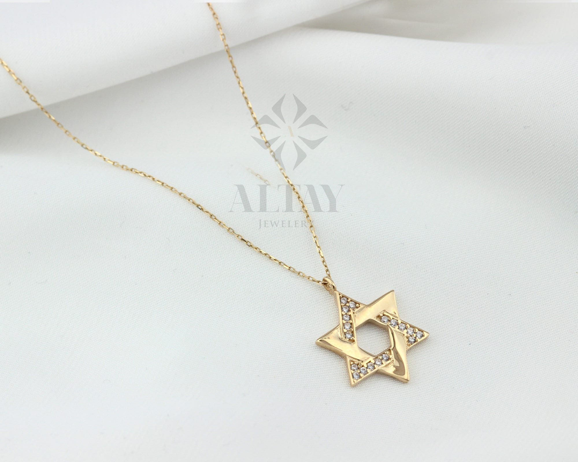 14K Gold Star of David Pendant, Magen David Necklace, Shield of David, Hanukkah Present, Jewish Star Charm, Layering, Religious Jewelry