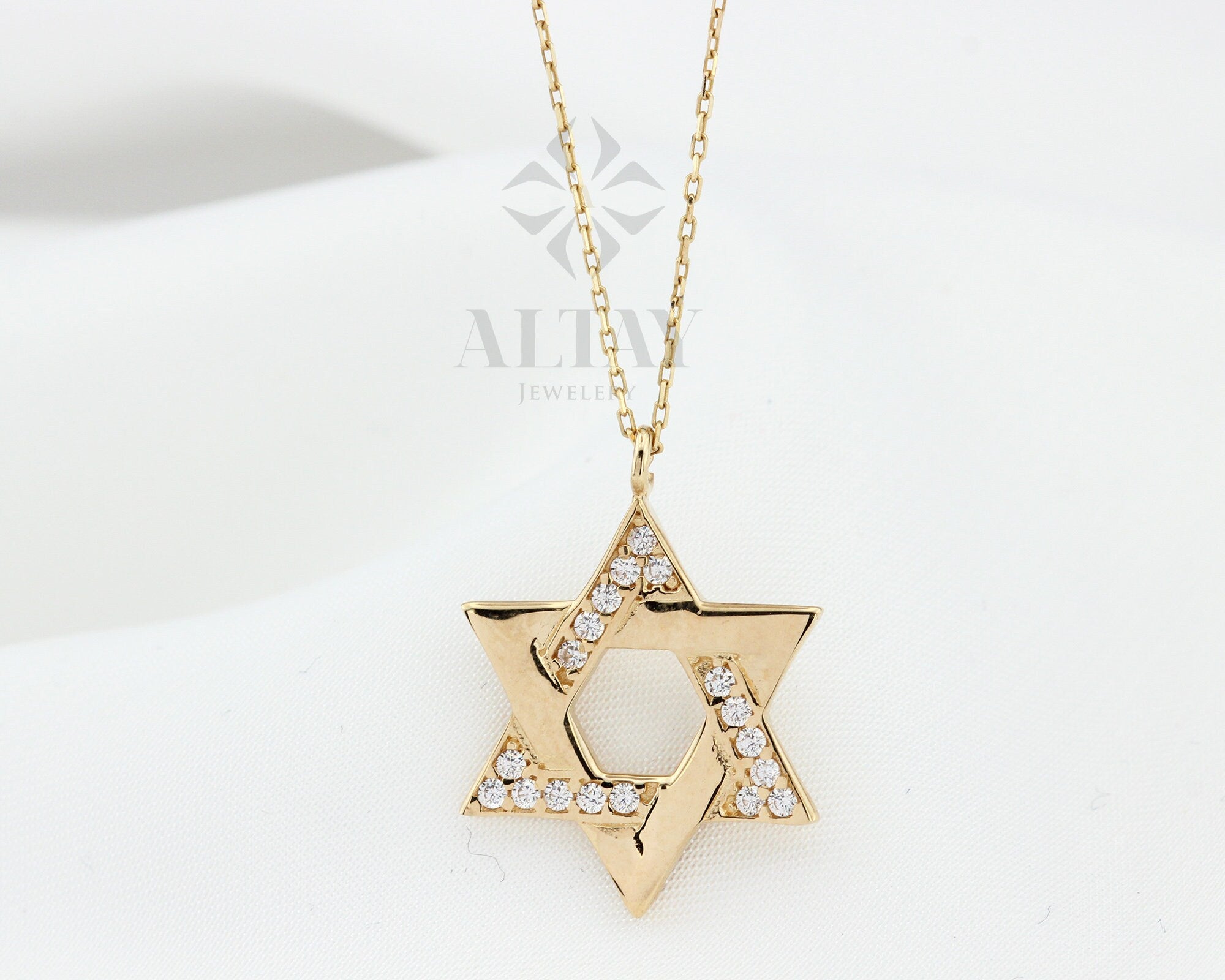 14K Gold Star of David Pendant, Magen David Necklace, Shield of David, Hanukkah Present, Jewish Star Charm, Layering, Religious Jewelry