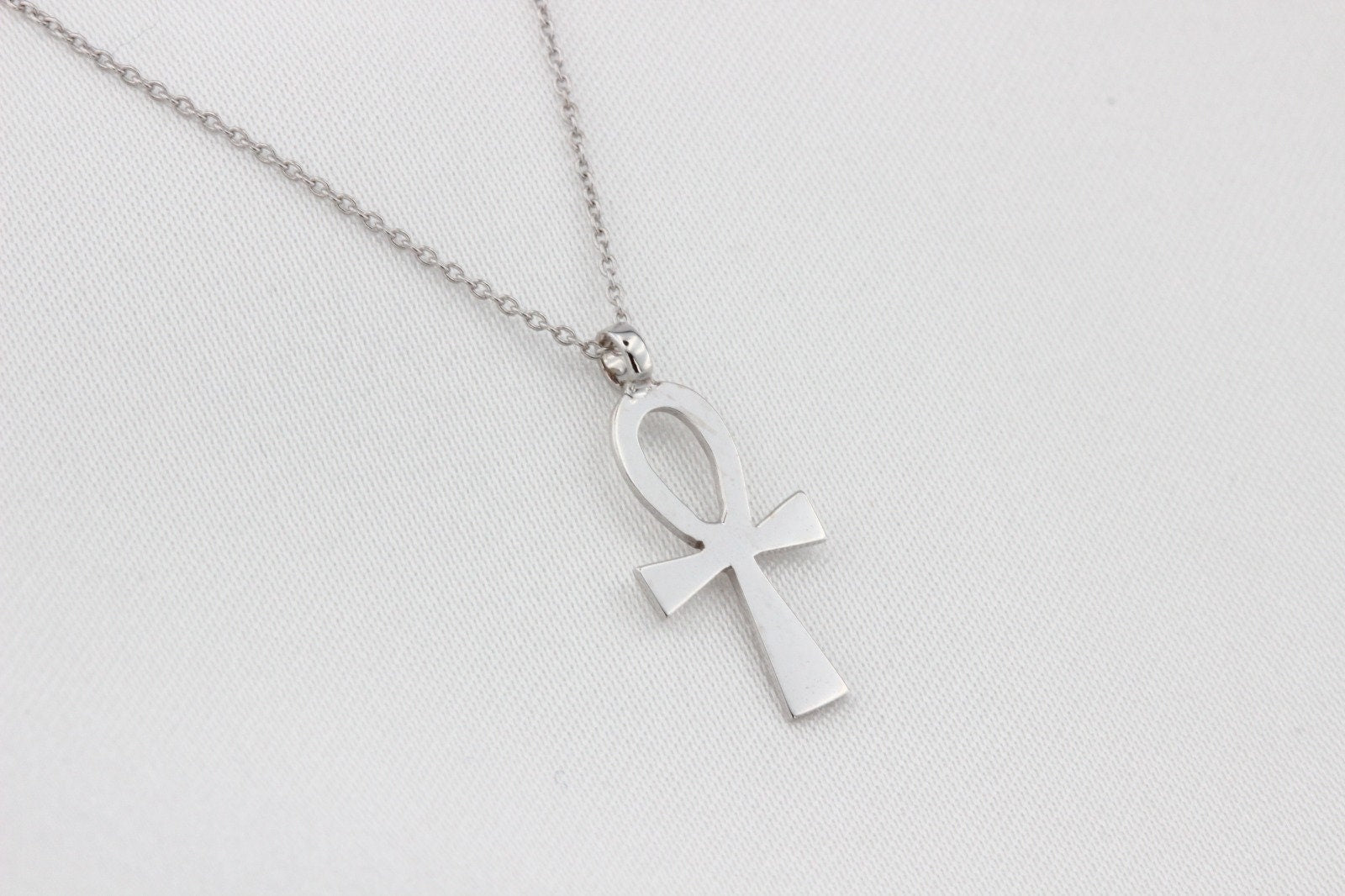 14K Gold Ankh Necklace, Symbol Of Eternity Life, Cross Religious Sign, Real Minimal Ankh Pendant, Gift For Her Him, Dainty Everyday Jewelry