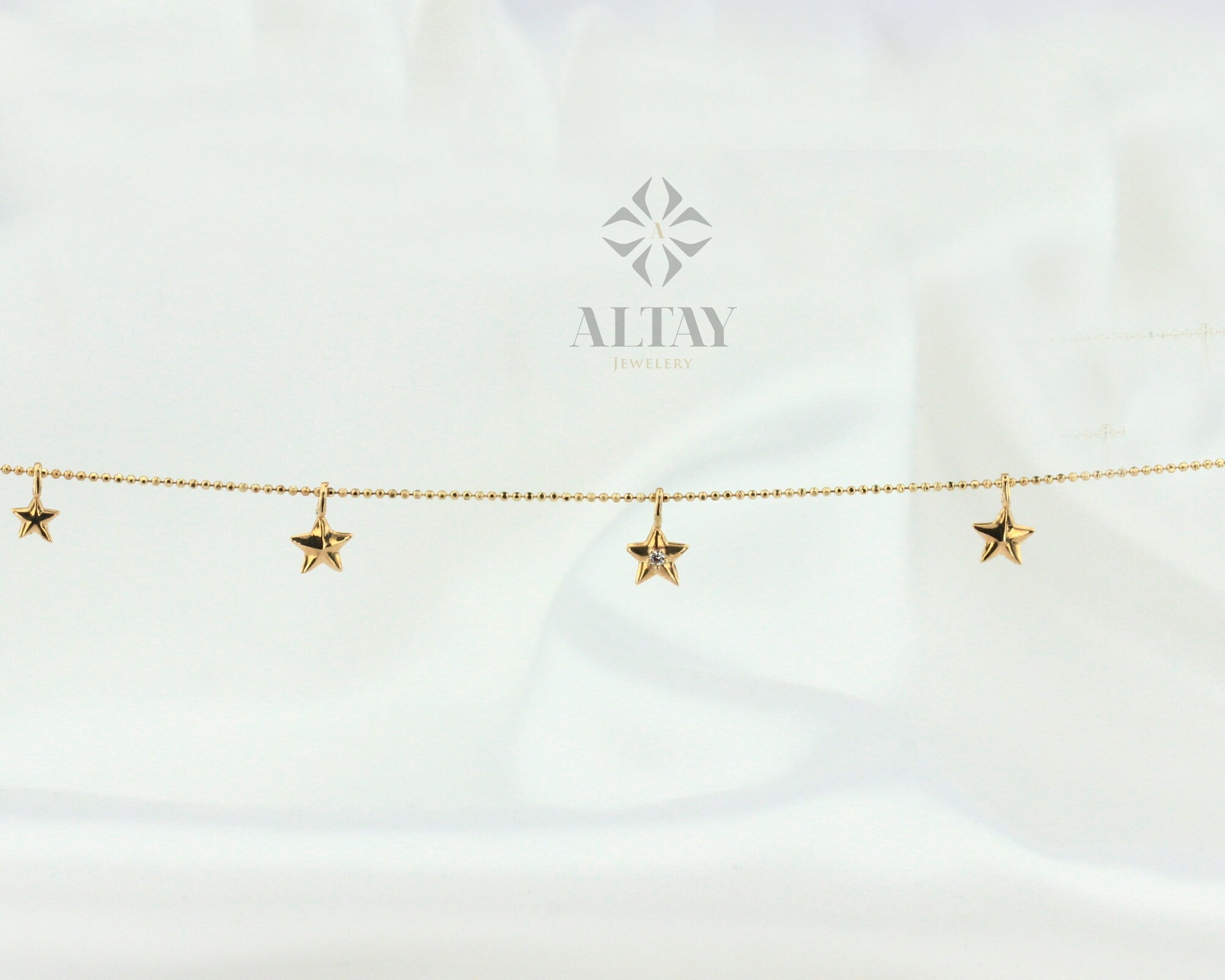 14K Gold Gold Star Necklace, Charm Necklace, Gold Star, Gold Chain Necklace, Dainty Gold, Star Pendant, Layered Gold Choker Celestial