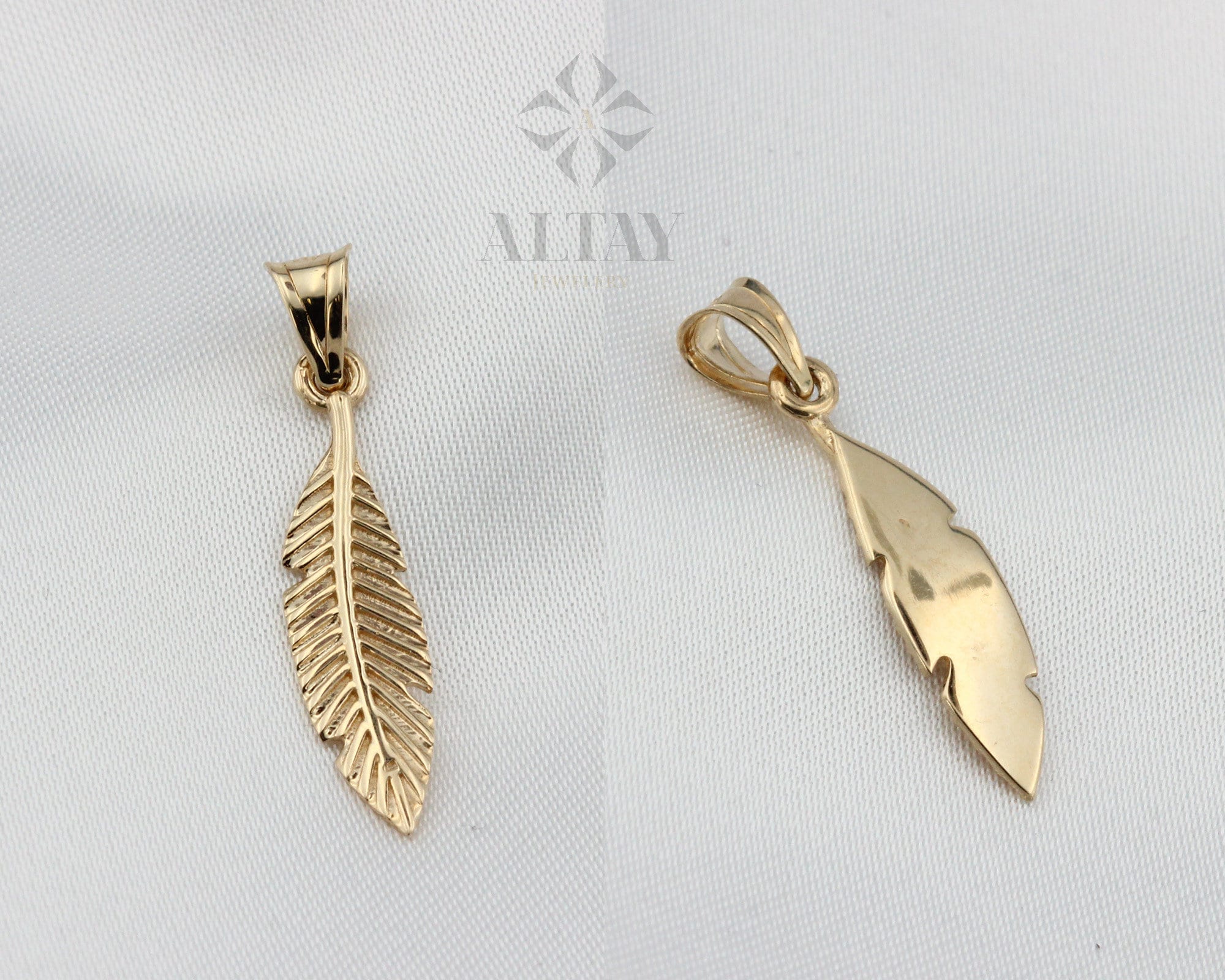 14K Gold Feather Necklace, Feather Charm Pendant, Dainty Layering Necklace, Minimal Feather Charm Choker, Leaf Necklace, Good Luck Necklace