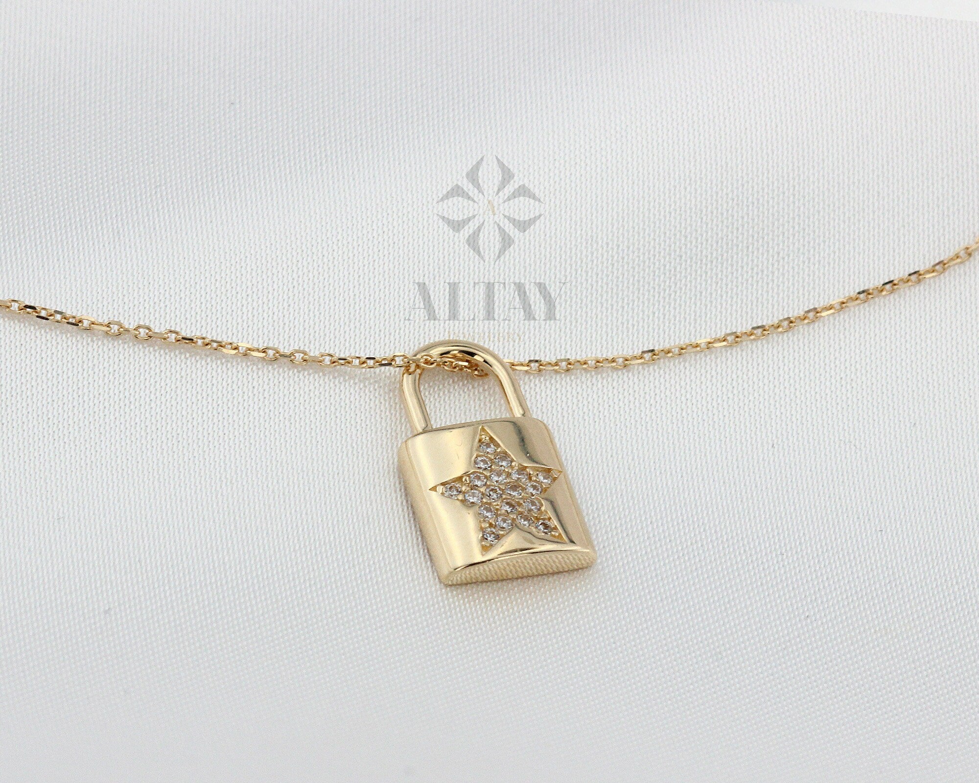 14K Gold Lock Necklace, Little Gold Lock Charm Necklace, Padlock Charm, Holiday Gift, Lock Necklace, Dainty Lovers Necklace, Gift for Her