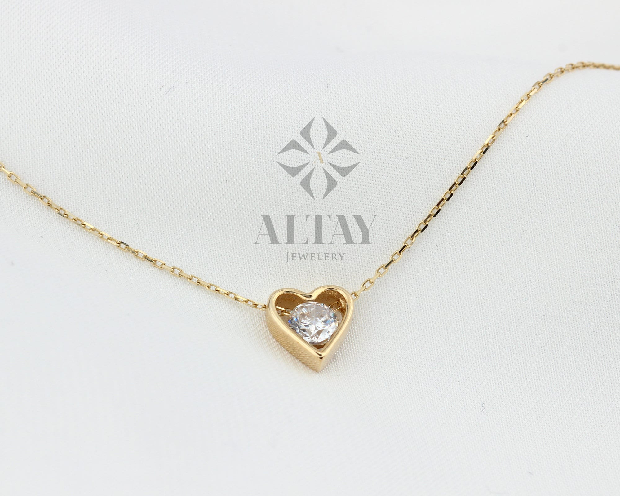 14K Gold Diamond Heart Necklace, Diamond Dainty Pendant, Small Love Charm, Meaningful Necklace, Gift for Her, Good Fortune Symbol, Delicate