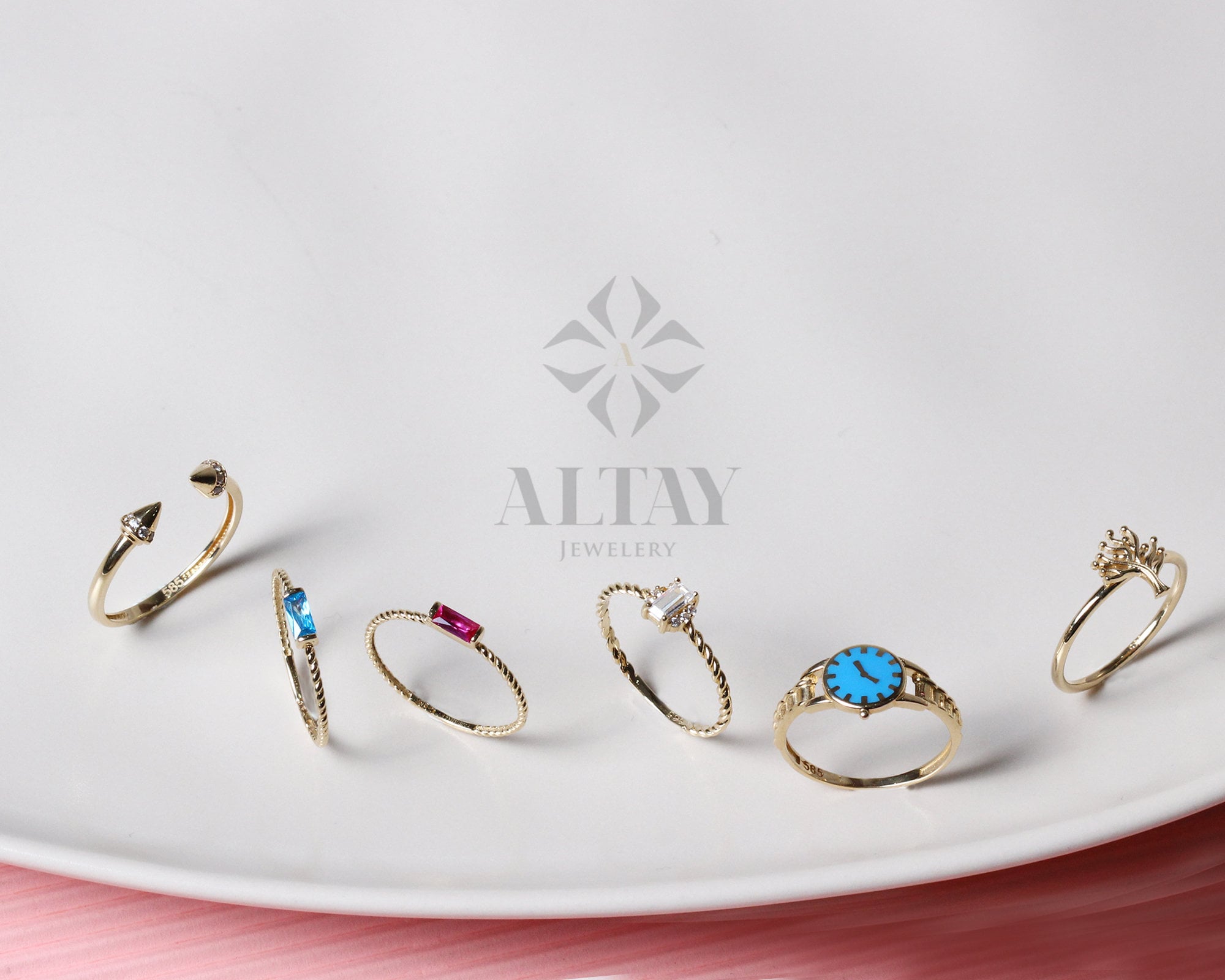 14K Gold Watch Ring, Round Clock Ring, Dainty Ring, Personalized Ring, Minimalist Ring, Boho Jewelry, Stackable Rings, Valentine's Day Gift