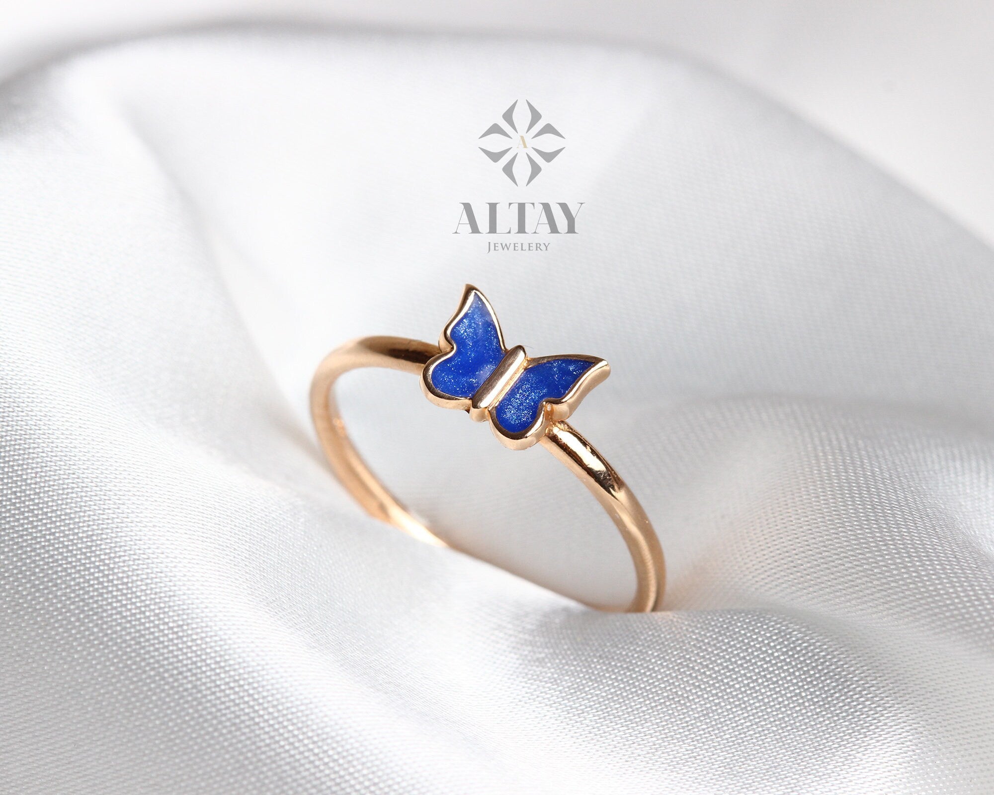 14K Gold Butterfly Ring, Dainty Gold Stacking Ring, Statement Valentine's Day Ring, Minimalist Everyday Fine Jewelry, Gift for Her