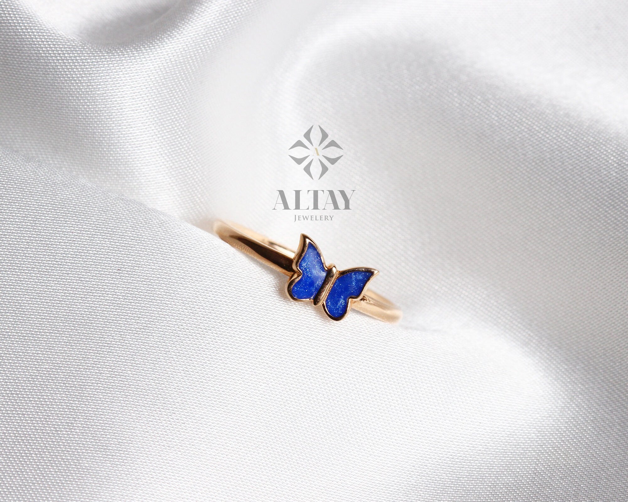 14K Gold Butterfly Ring, Dainty Gold Stacking Ring, Statement Valentine's Day Ring, Minimalist Everyday Fine Jewelry, Gift for Her