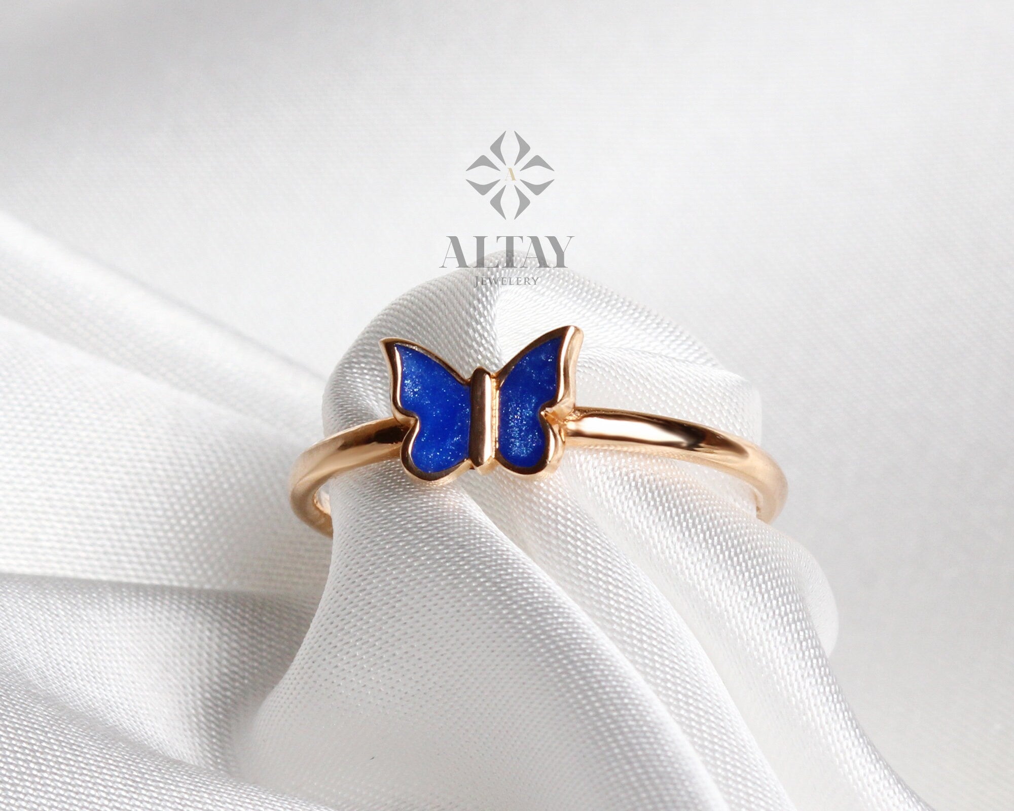 14K Gold Butterfly Ring, Dainty Gold Stacking Ring, Statement Valentine's Day Ring, Minimalist Everyday Fine Jewelry, Gift for Her
