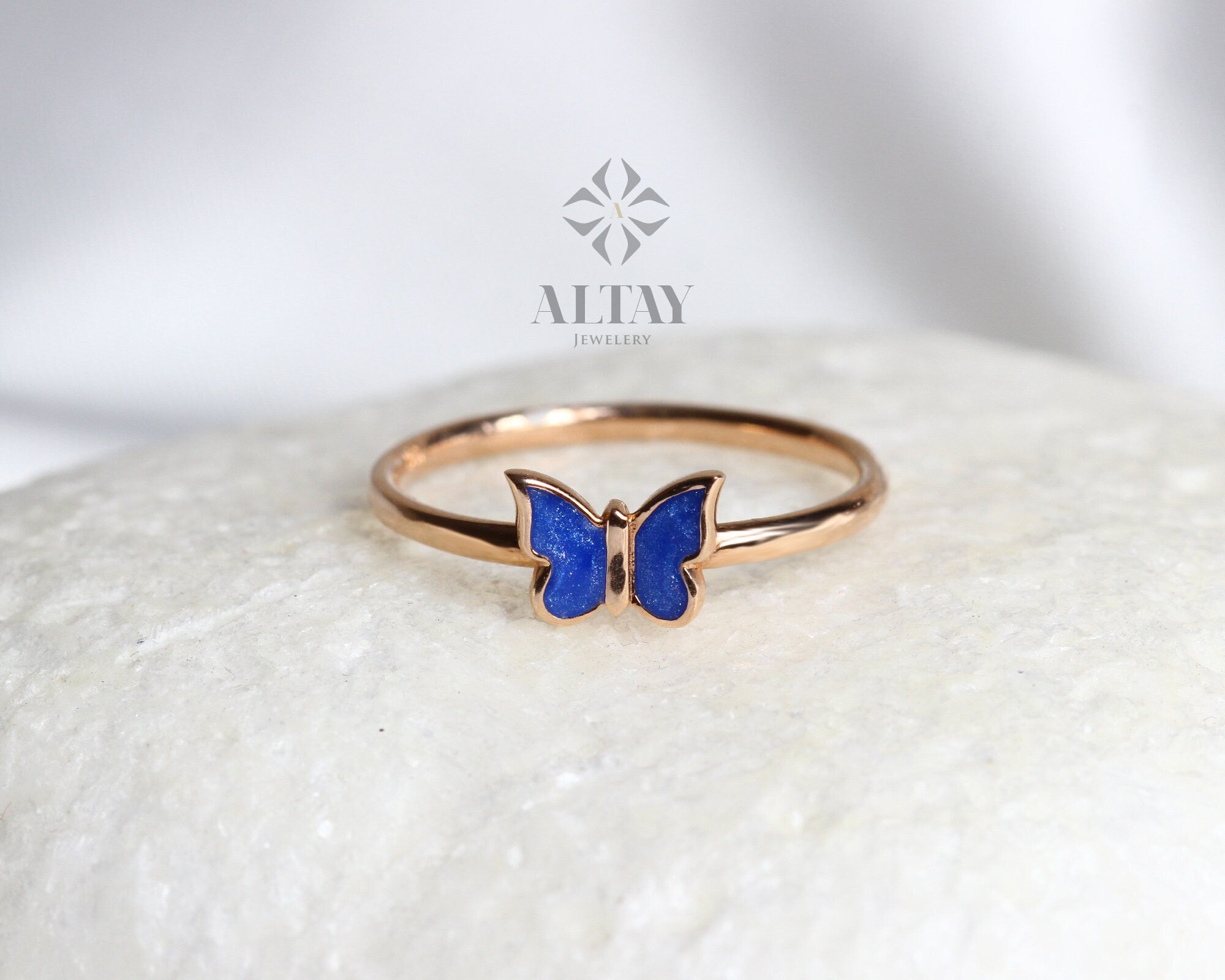 14K Gold Butterfly Ring, Dainty Gold Stacking Ring, Statement Valentine's Day Ring, Minimalist Everyday Fine Jewelry, Gift for Her