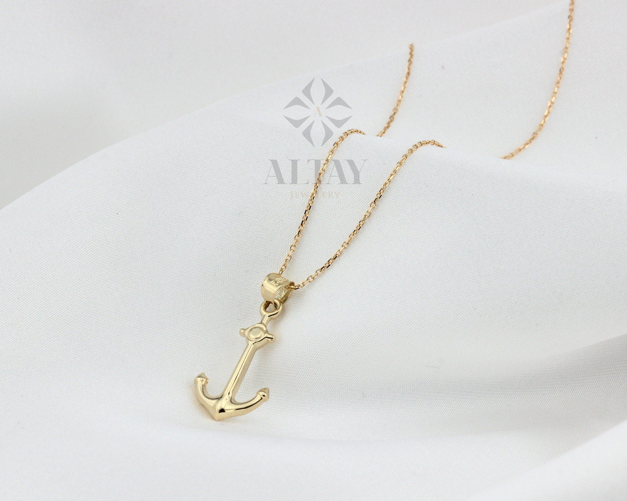 14K Gold Anchor Necklace, Tiny Gold Anchor Pendant, Anchor Choker Gold, Ship Anchor Charm, Women's Pendant, Birthday Gift For Her