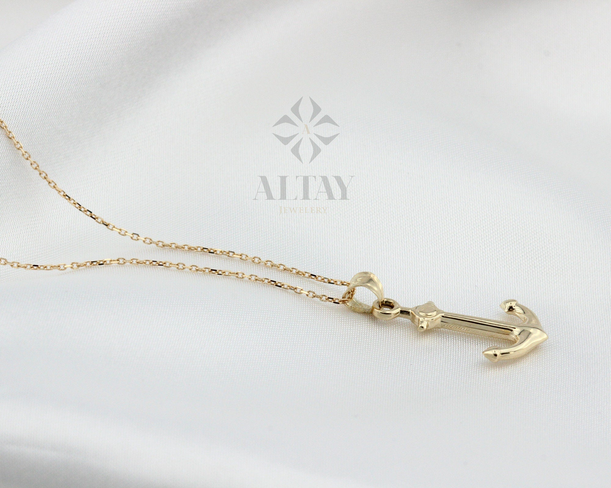 14K Gold Anchor Necklace, Tiny Gold Anchor Pendant, Anchor Choker Gold, Ship Anchor Charm, Women's Pendant, Birthday Gift For Her