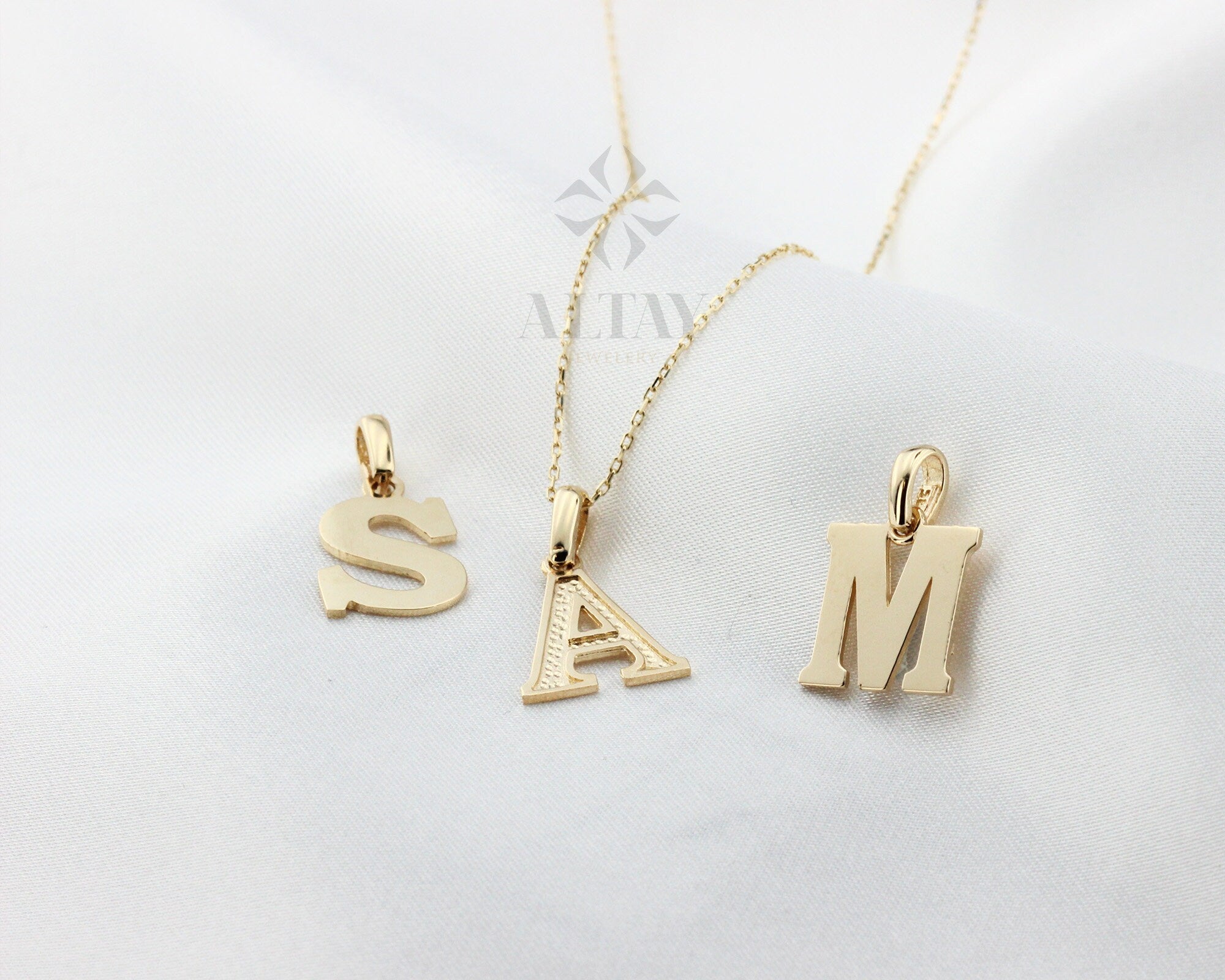 14K Gold Initial Necklace, Dainty Initial Pendant, Letter Pendant Choker, Personalized Single Letter, Personalized Jewelry, Wife Gifts