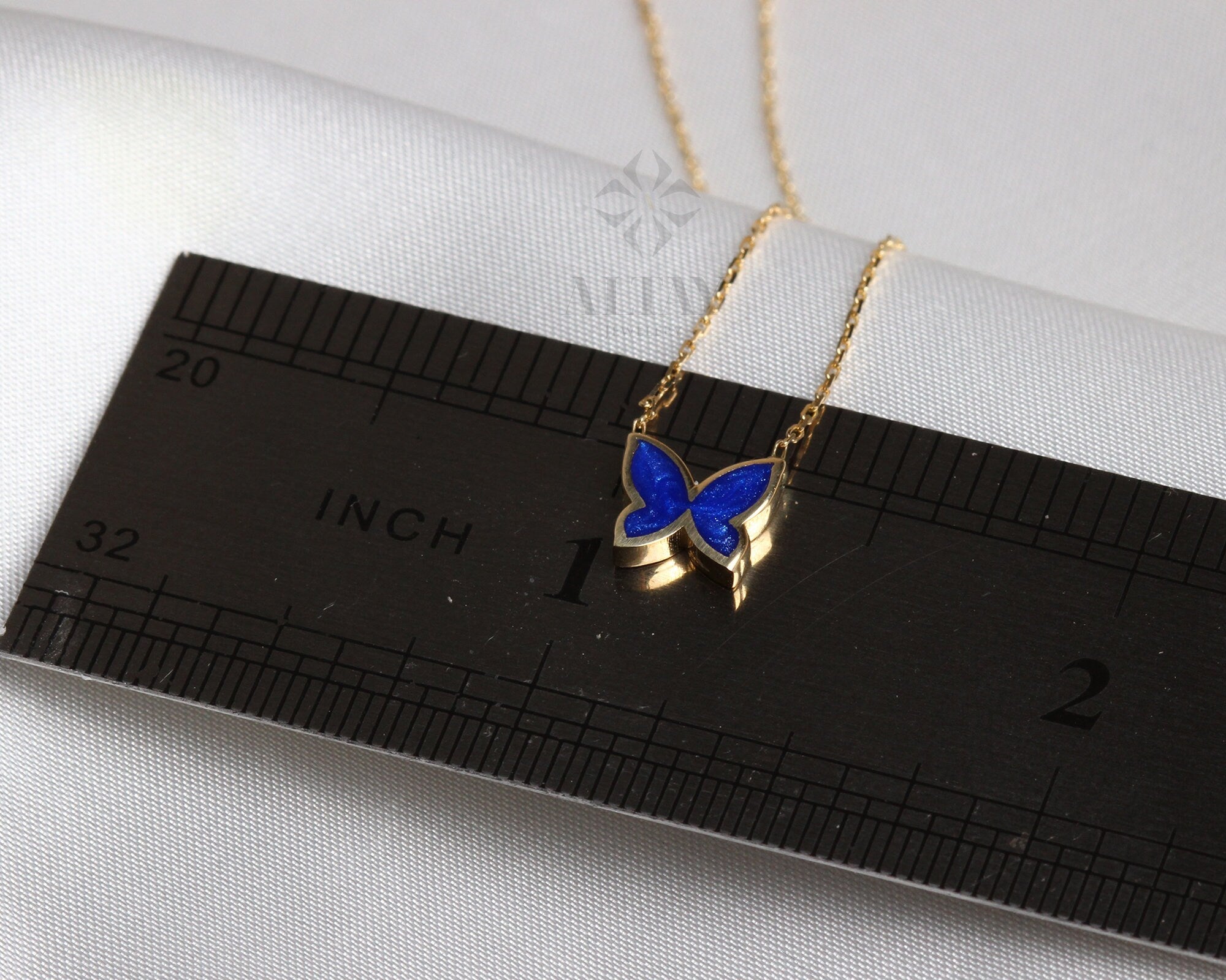 14K Solid Gold Butterfly Necklace, Good Luck Charm Necklace, Dainty Enamel Gold Pendant, Animal Choker, Gift for Her, Everyday Jewelry