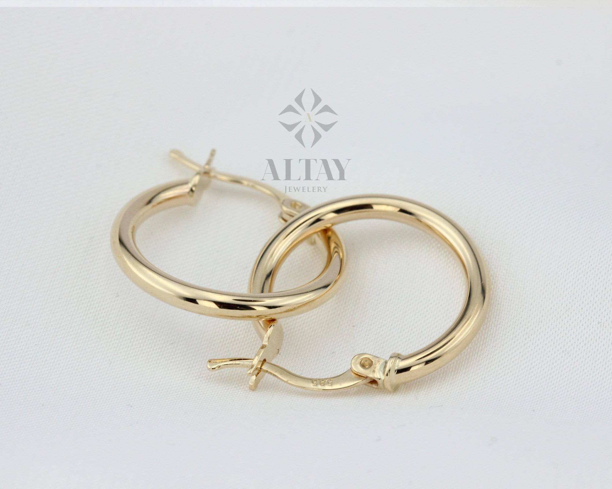 14K Solid Gold Earrings, 2mm Thick Classic Lightweight Hoops, Clasp Hoops, Stacking Hoops, Pair Of Hoops, Valentine's Day Gift For Her