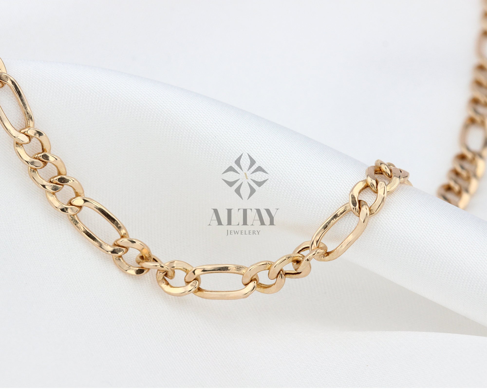 14K Gold Figaro Necklace, 3MM 4MM Figaro Choker, Layering Mariner Gold Chain, Minimal Fashion Necklace,Unisex Modern Chain, Gift For Her Him