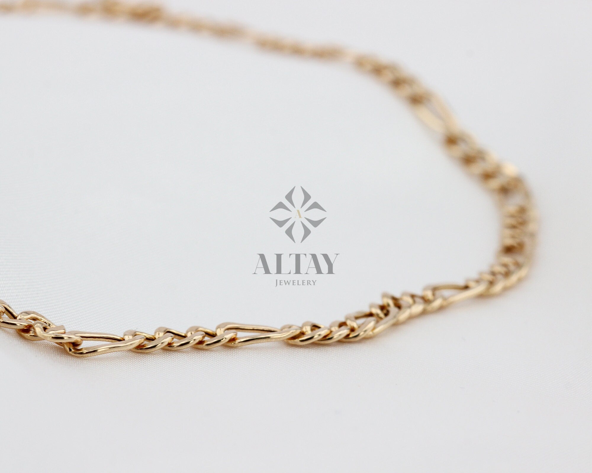 14K Gold Figaro Necklace, 3MM 4MM Figaro Choker, Layering Mariner Gold Chain, Minimal Fashion Necklace,Unisex Modern Chain, Gift For Her Him