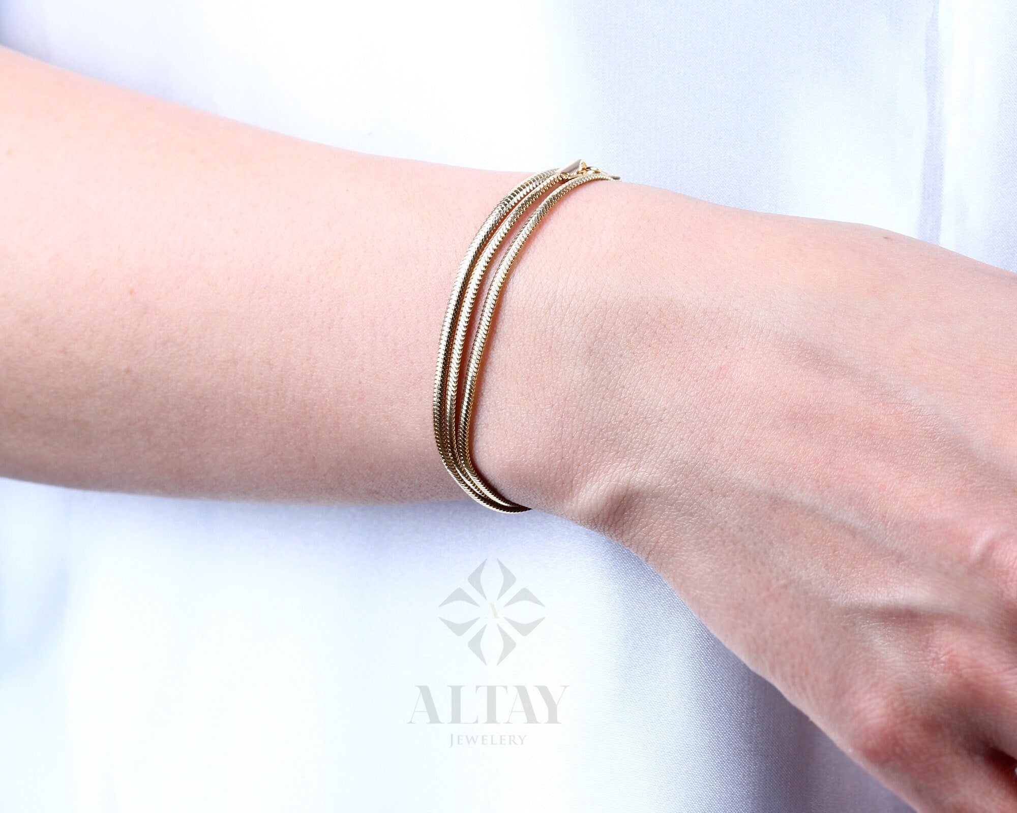14K Gold Herringbone Bracelet, Flat Chain Snake Bracelet, Dainty Herringbone Bracelet, Minimalist Jewelry, Thick Gold Bracelet, Gift for her