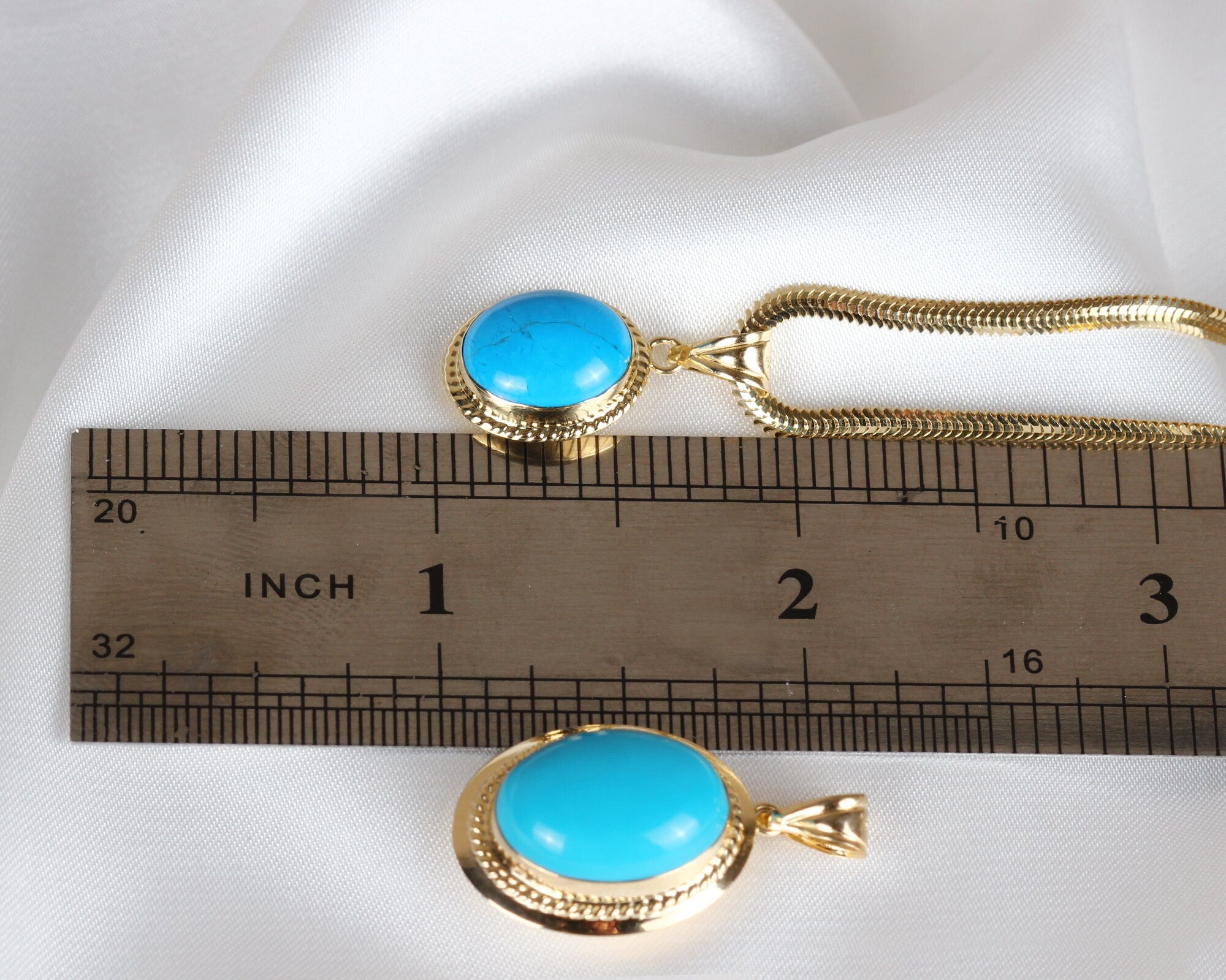 14K Turquoise Gold Necklace, Oval Cut Turquoise Gold Pendant Necklace, Dainty Stackable Necklace, Birthstone Gemstone Necklace, Gift For Her