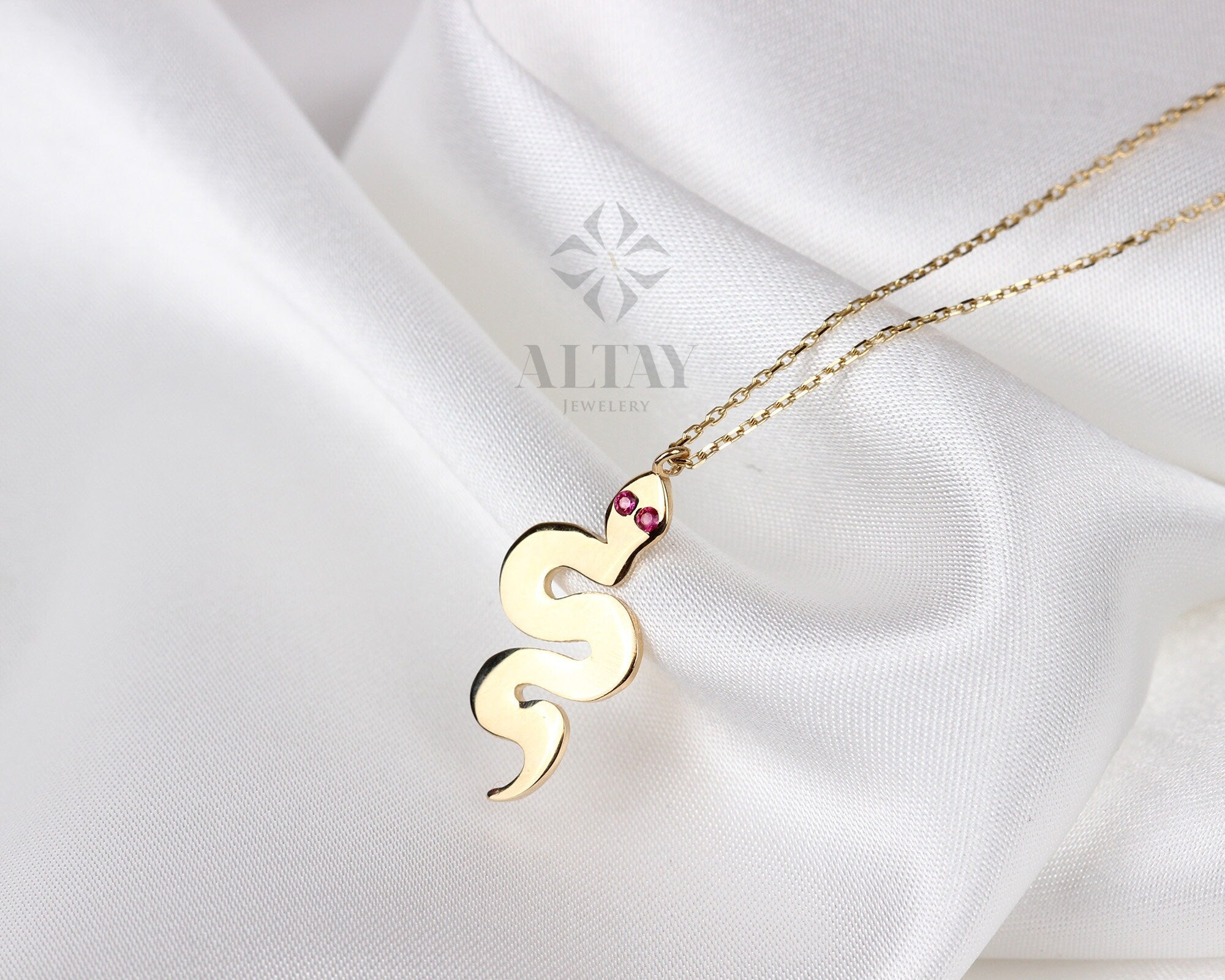 14K Gold Snake Charm, Gold Snake Necklace, Reptile Pendant Animal Choker, Serpent Charm, Animal Jewelry, Gift For Her, Birthday Gift