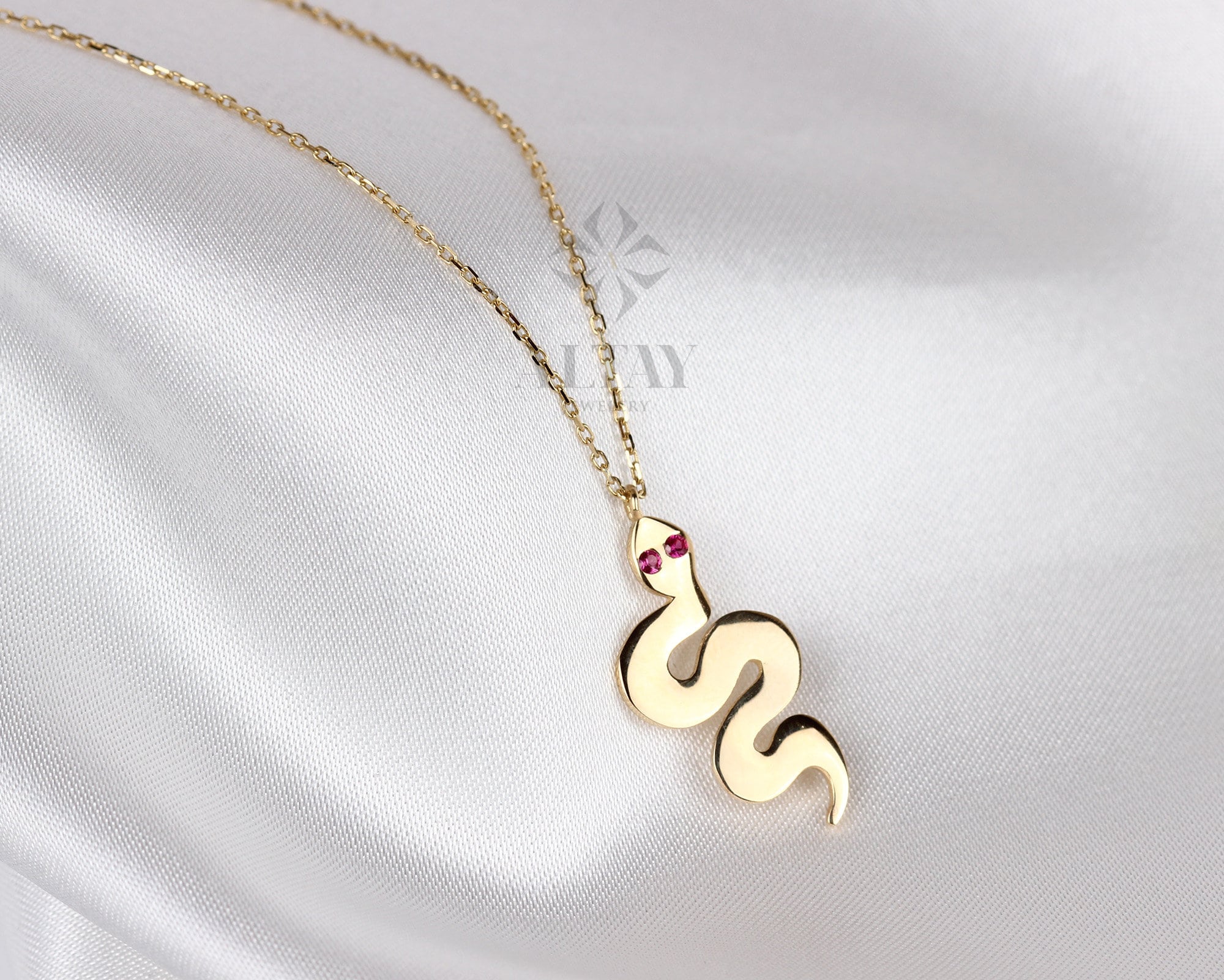 14K Gold Snake Charm, Gold Snake Necklace, Reptile Pendant Animal Choker, Serpent Charm, Animal Jewelry, Gift For Her, Birthday Gift