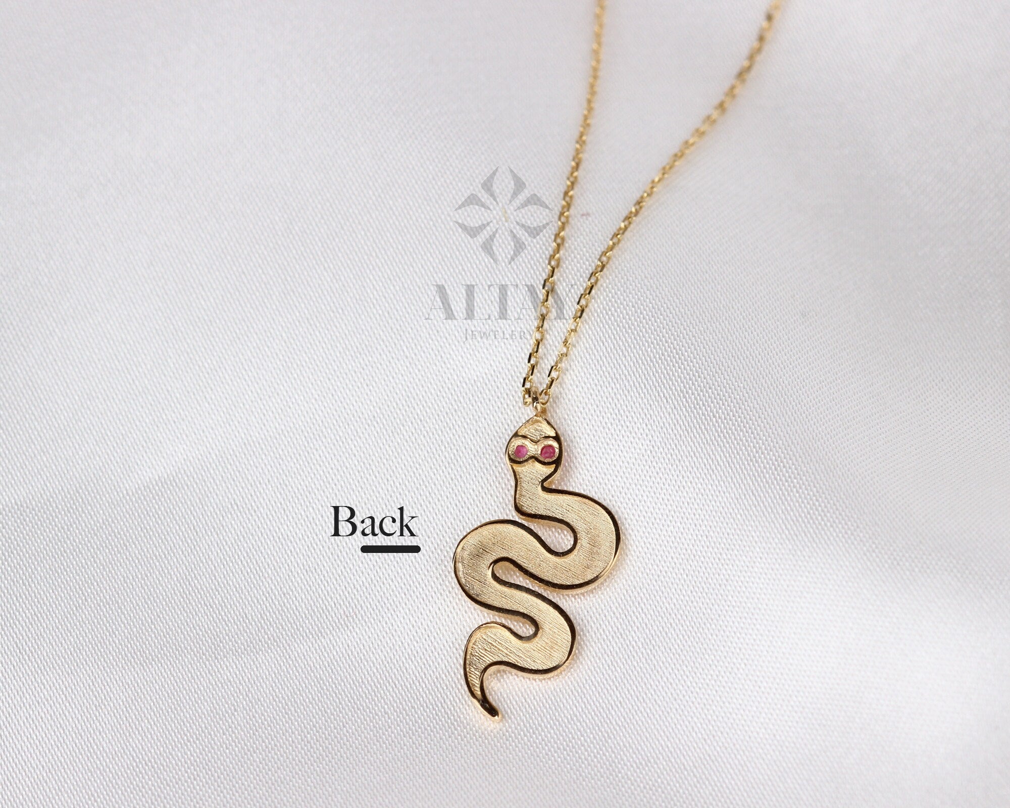 14K Gold Snake Charm, Gold Snake Necklace, Reptile Pendant Animal Choker, Serpent Charm, Animal Jewelry, Gift For Her, Birthday Gift