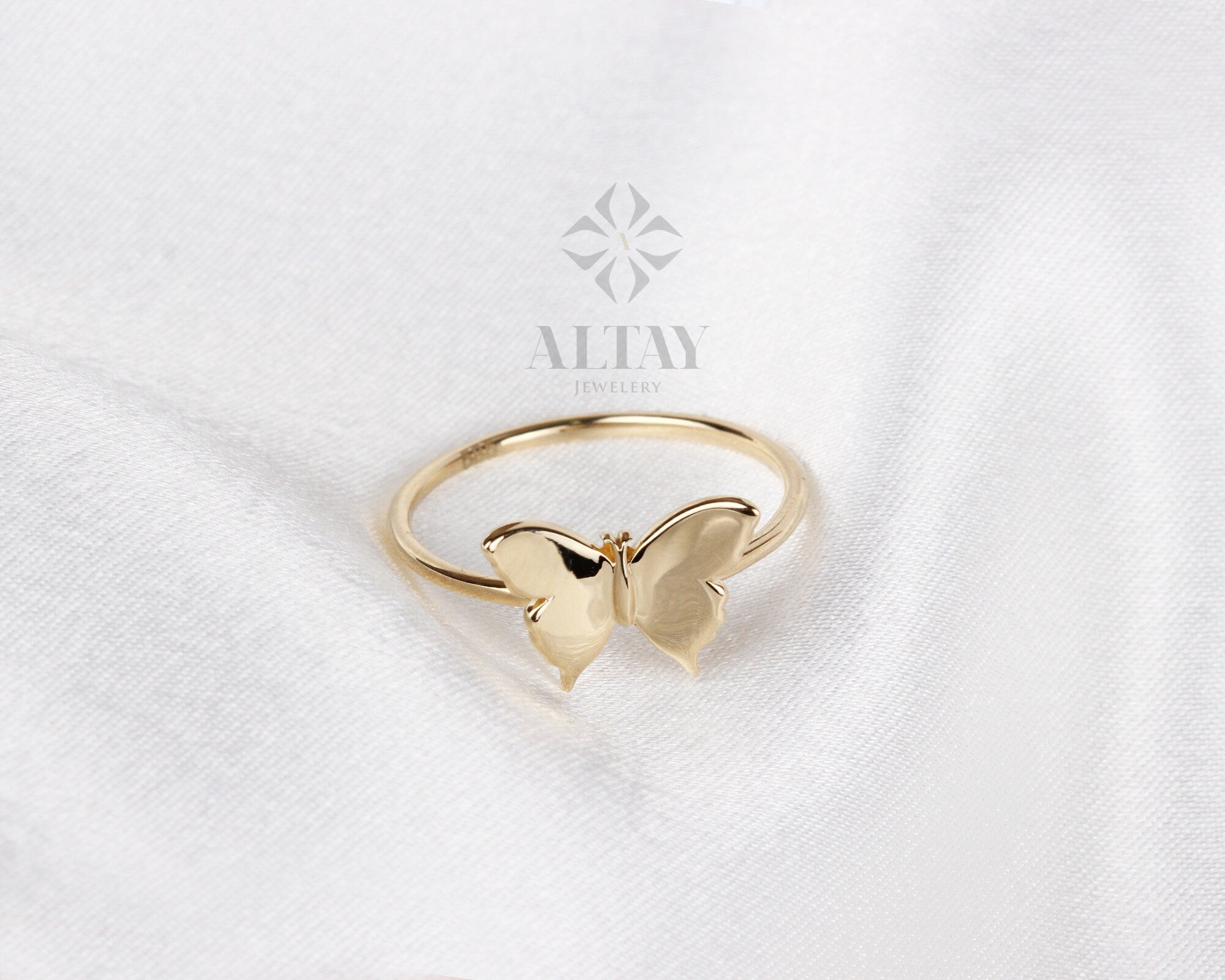 14K Gold Butterfly Ring, Dainty Gold Stacking Ring, Statement Valentine's Day Ring, Minimalist Everyday Fine Jewelry, Gift for Her,