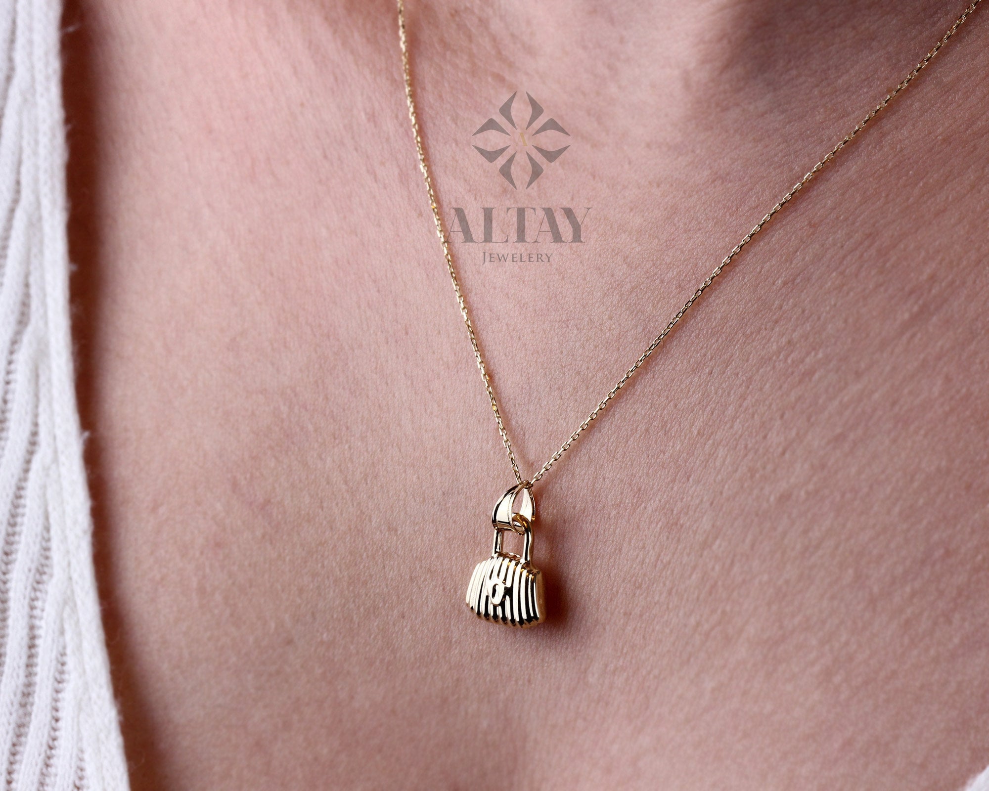 14K Gold Lock Necklace, Little Gold Lock Charm Necklace, Padlock Charm, Holiday Gift, Lock Necklace, Dainty Lovers Necklace, Gift for Her