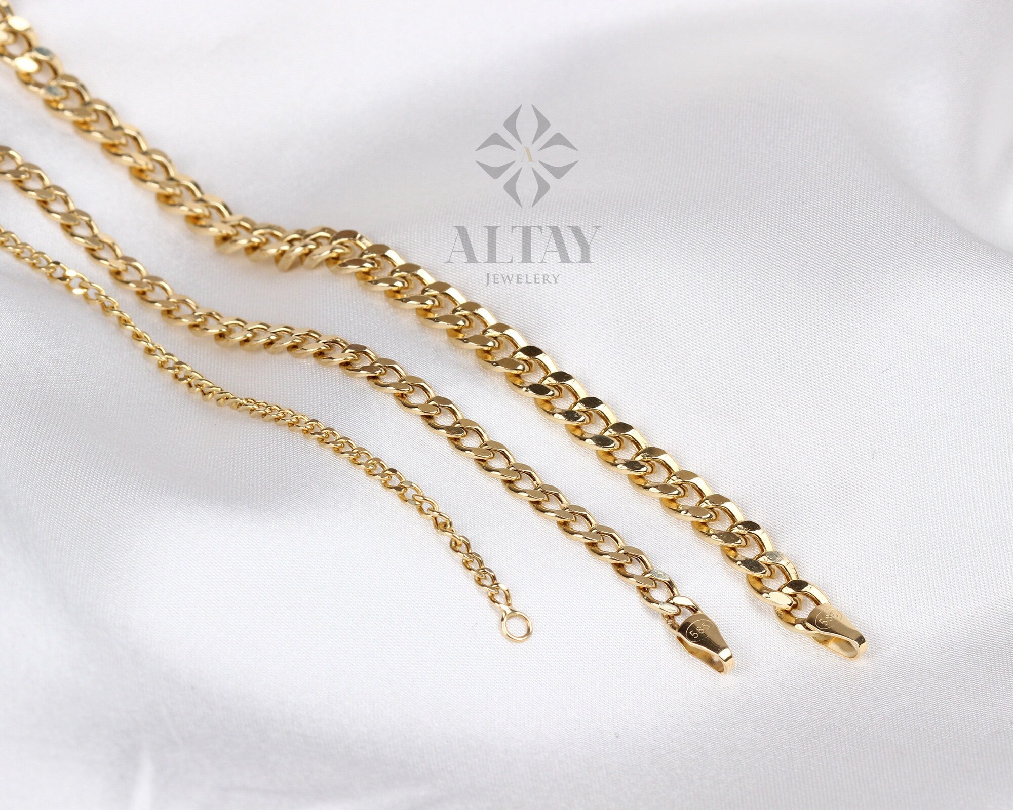 14K Gold Cuban Link Bracelet, 2mm 3mm 4mm Curb Layering Chain, Miami Cuban Bold Link, Stacking Bracelet, Unisex Bracelet, Gift For Her